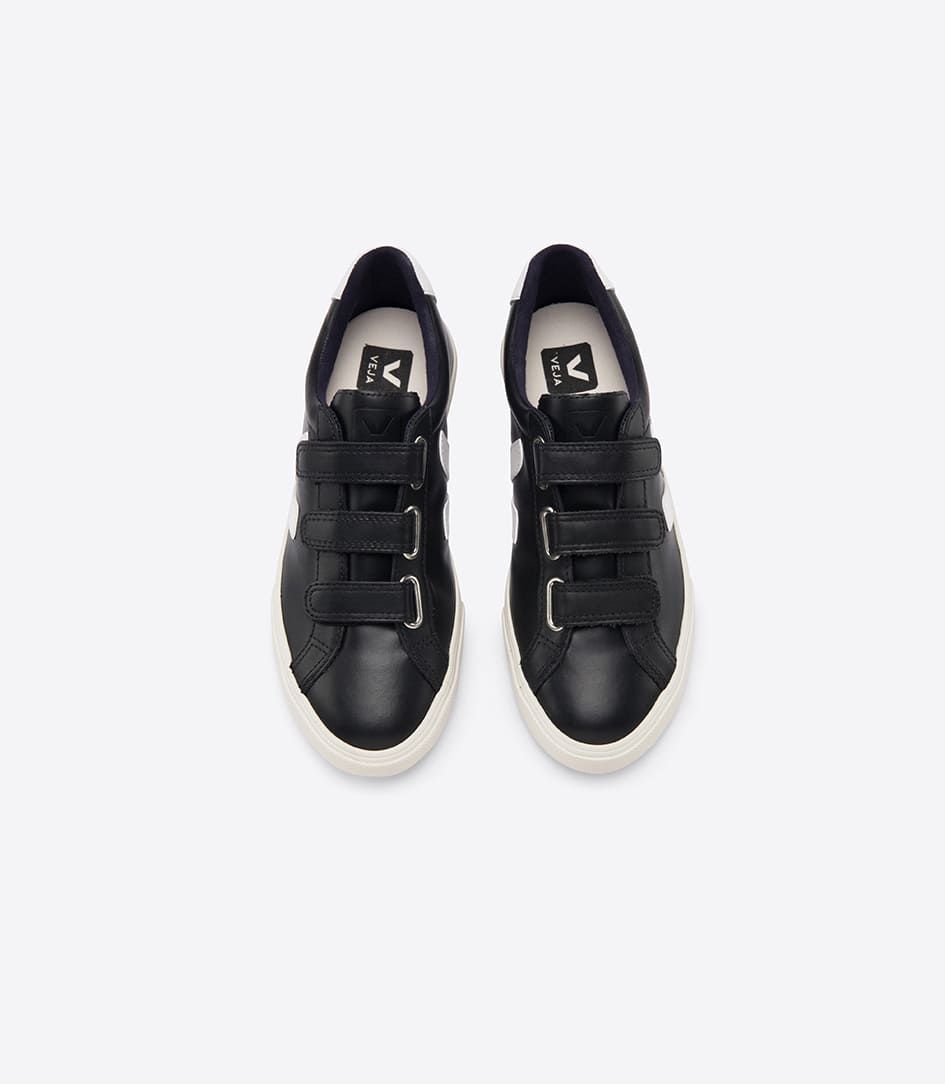 Veja 3-Lock Leather Men's Sneakers Black White | VJ30564A