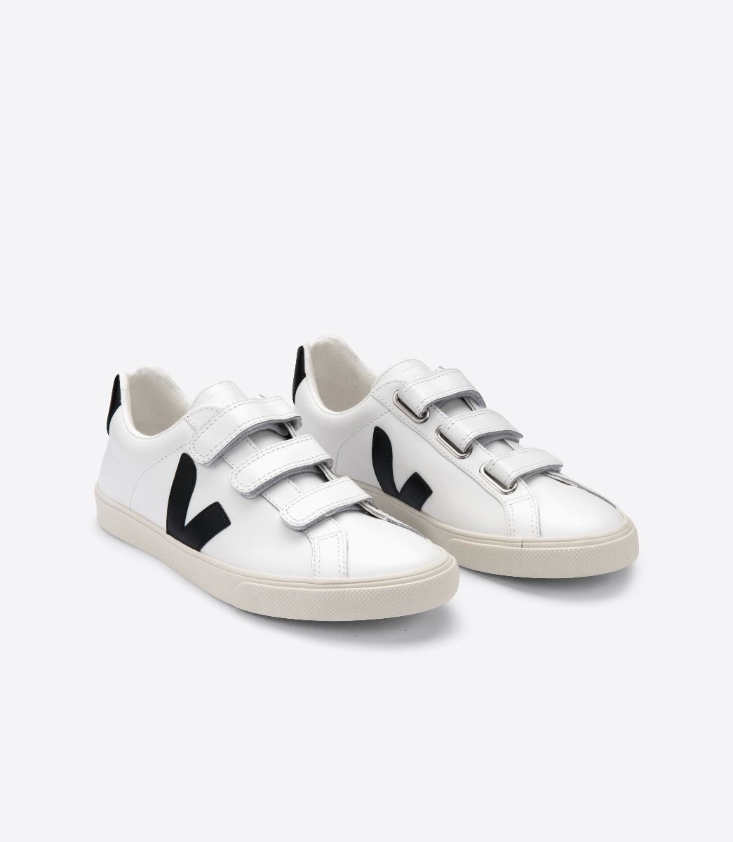 Veja 3-Lock Leather Men's Sneakers White Black | VJ60981C