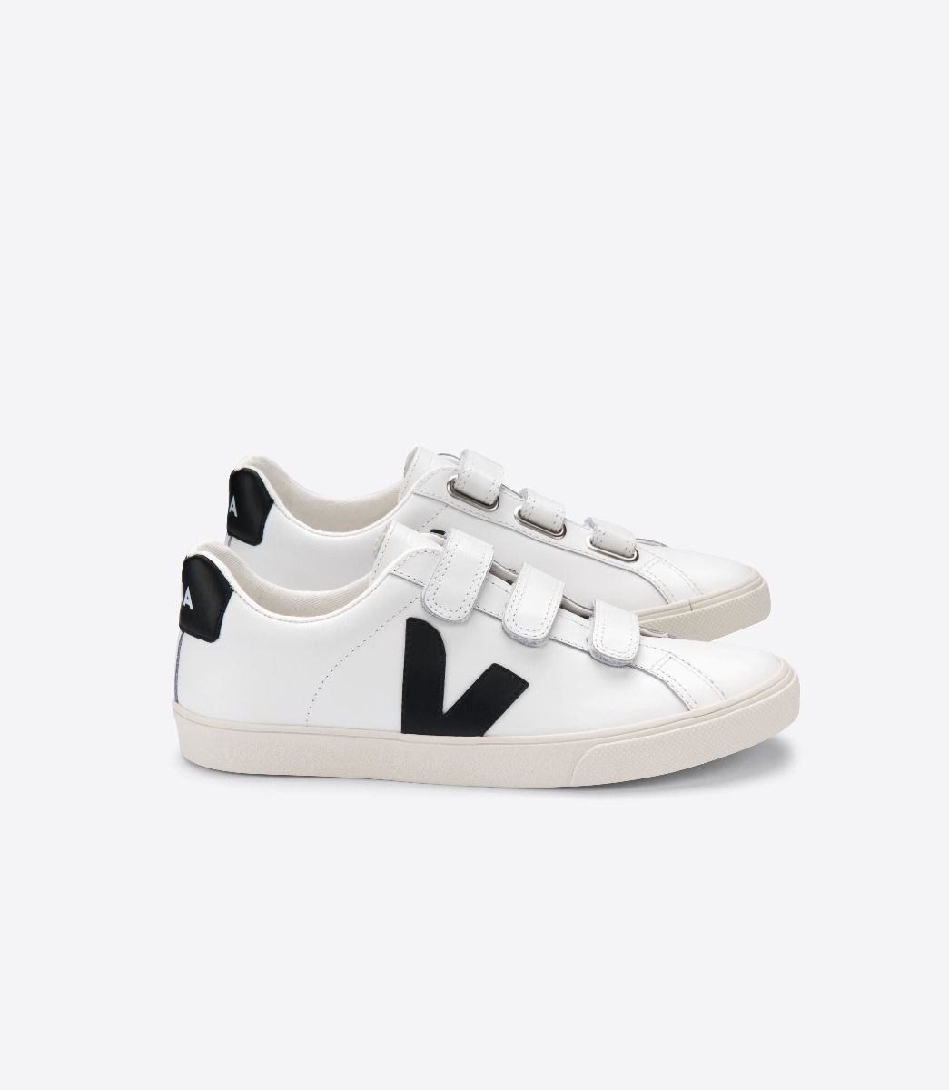 Veja 3-Lock Leather Men\'s Sneakers White Black | VJ60981C