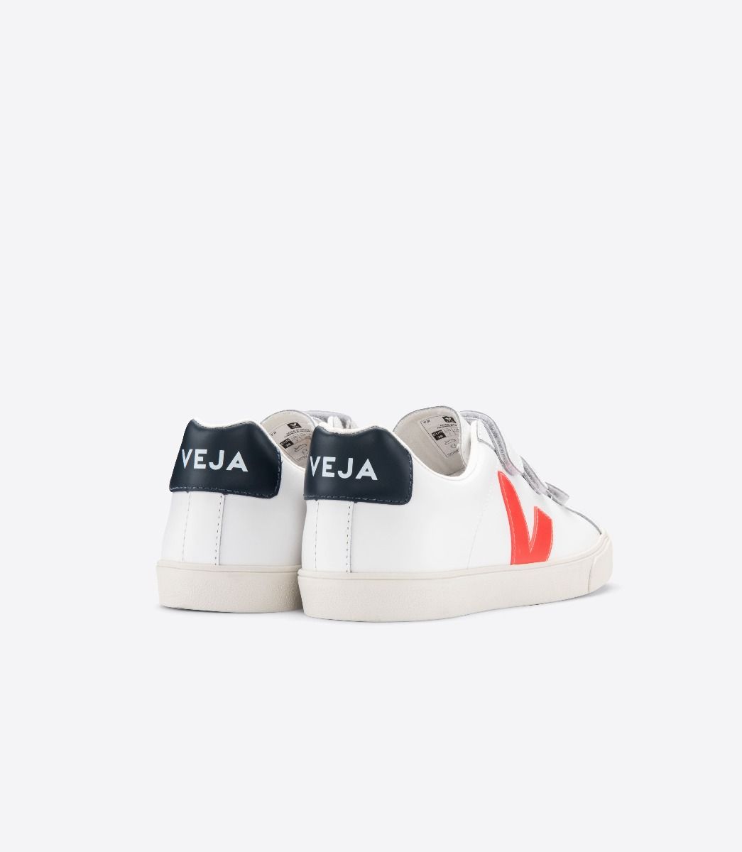 Veja 3-Lock Leather Men's Sneakers White Orange | VJ95814G