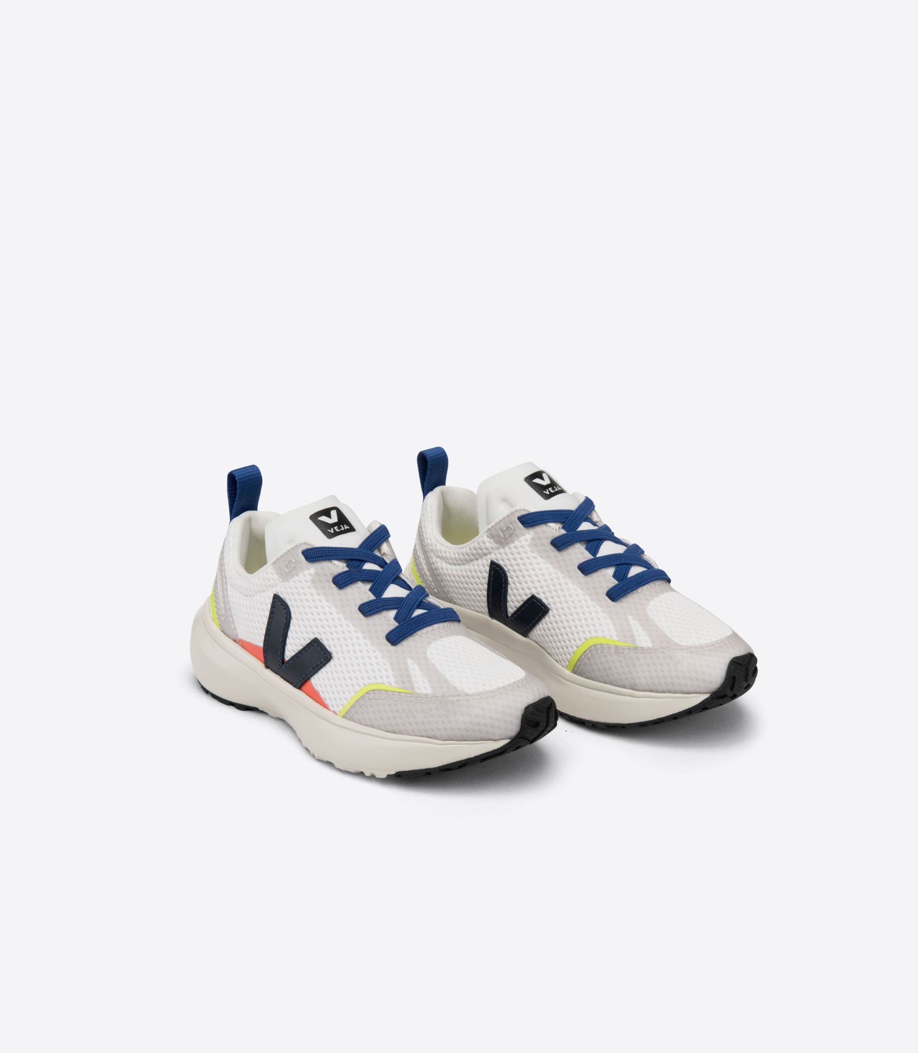 Veja Canary Elastic Laces Alveomesh Kids' Sneakers White Navy | VJ10472Z