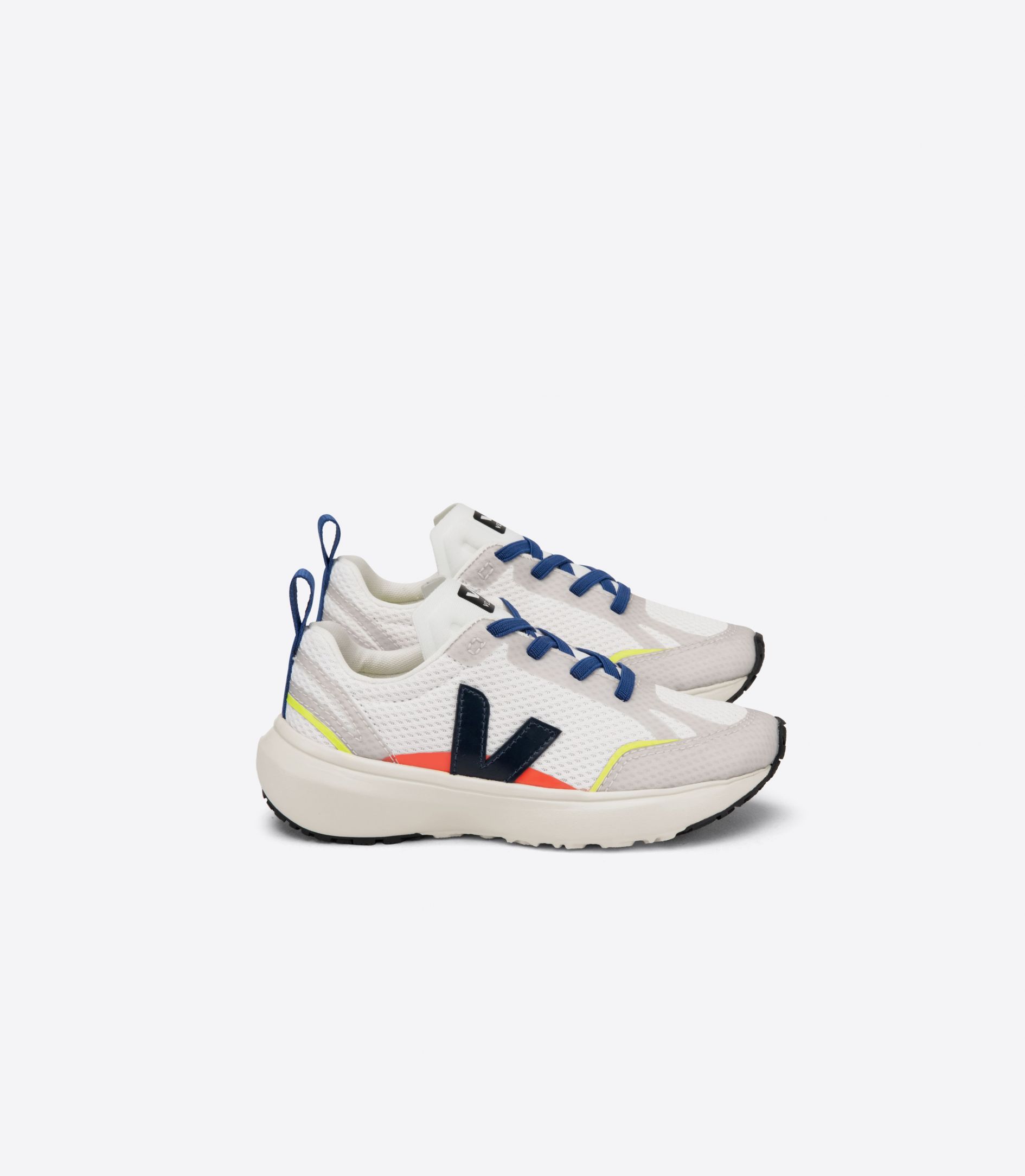 Veja Canary Elastic Laces Alveomesh Kids\' Sneakers White Navy | VJ10472Z