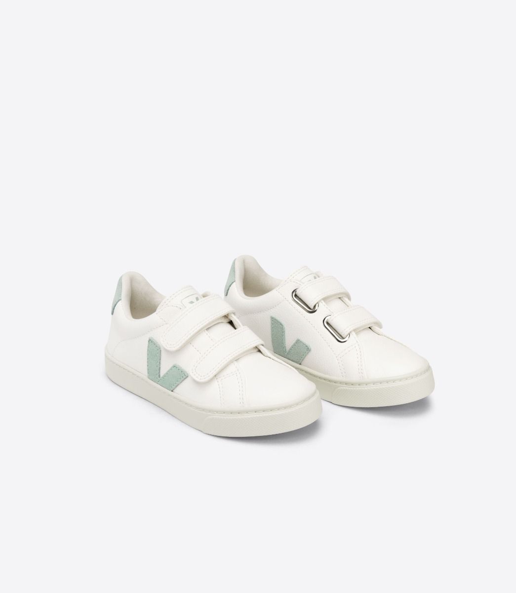 Veja Esplar Chromefree Leather Kids' Sneakers White Green | VJ06428K