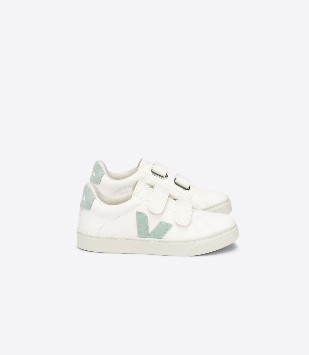 Veja Esplar Chromefree Leather Kids\' Sneakers White Green | VJ06428K