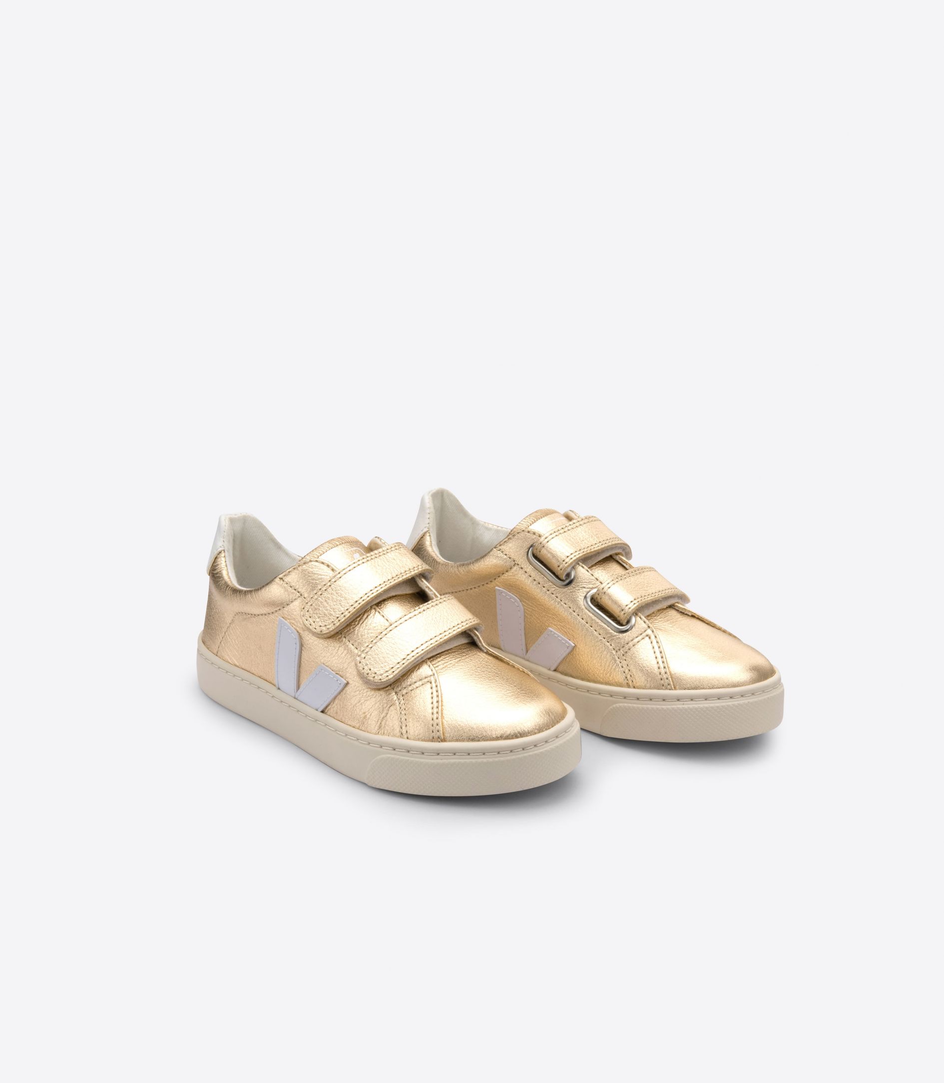 Veja Esplar Chromefree Leather Kids' Sneakers Gold White | VJ09462Y