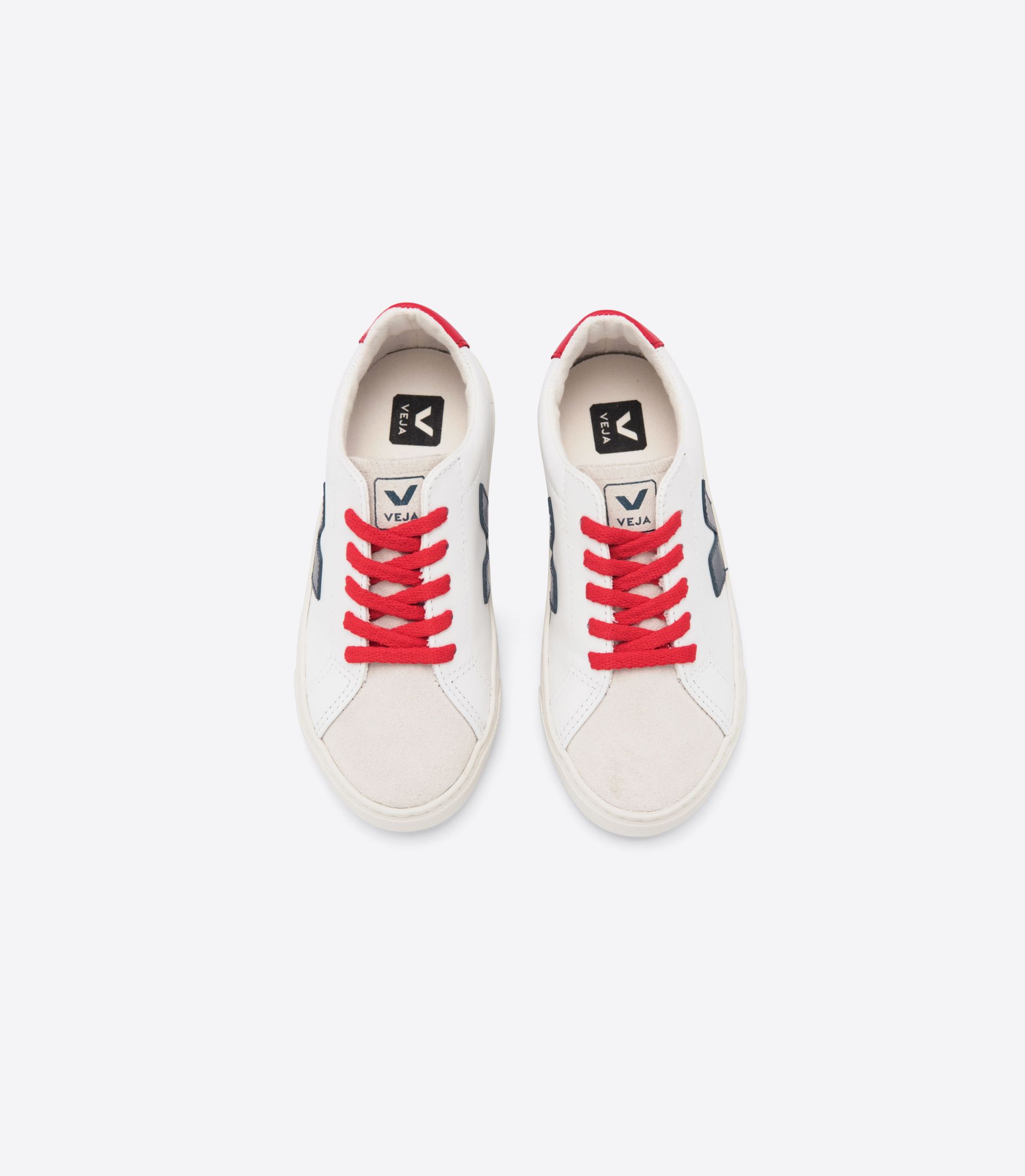 Veja Esplar Leather Kids' Sneakers White Navy Red | VJ19682F