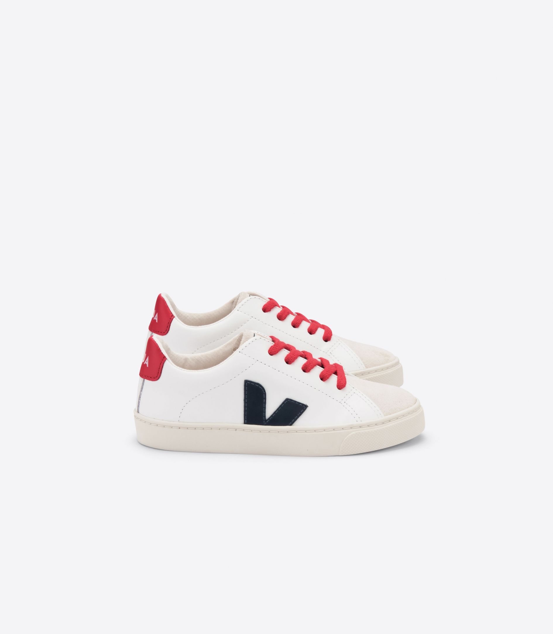 Veja Esplar Leather Kids\' Sneakers White Navy Red | VJ19682F