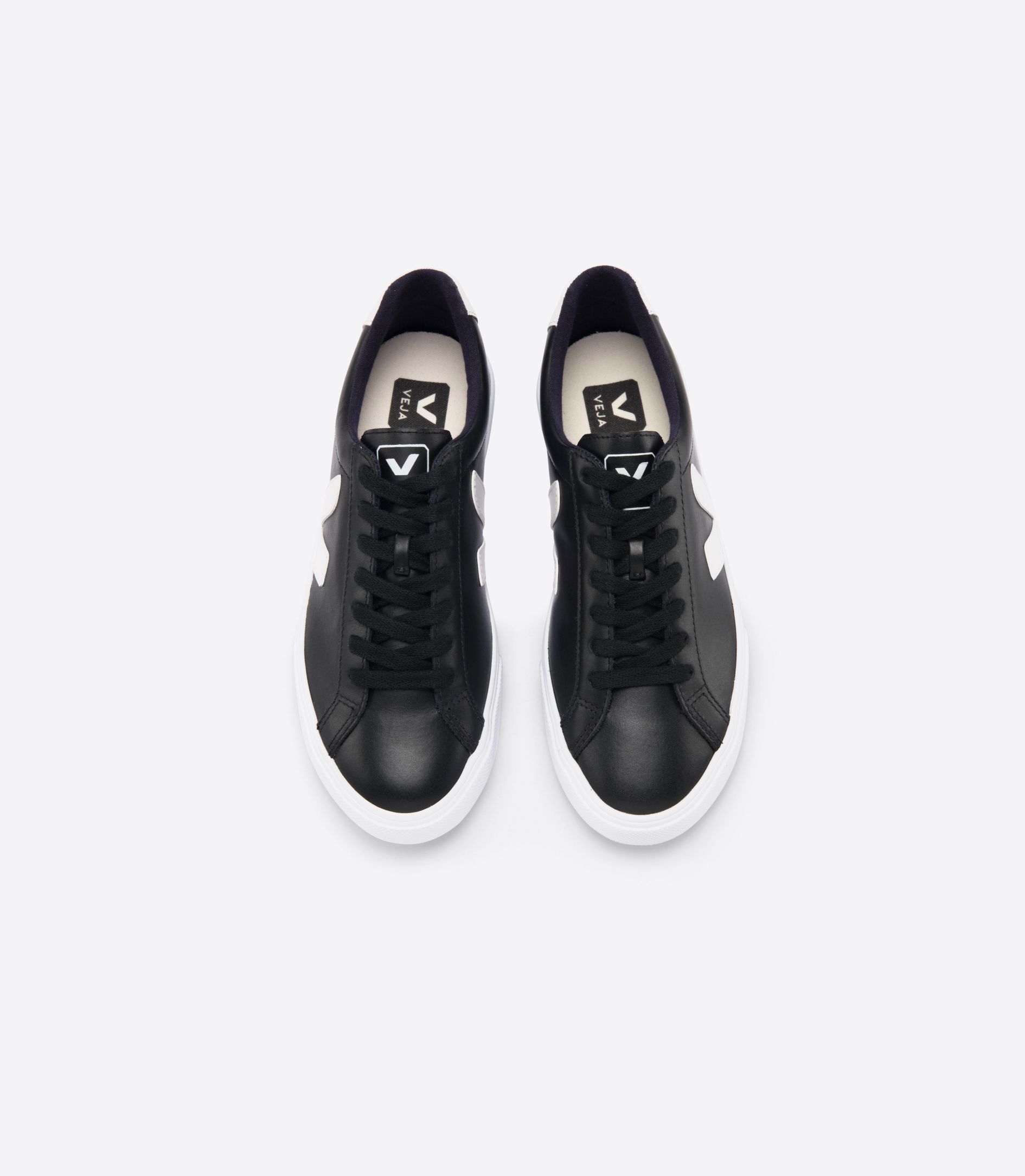 Veja Esplar Leather Men's Sneakers Black White | VJ86520W