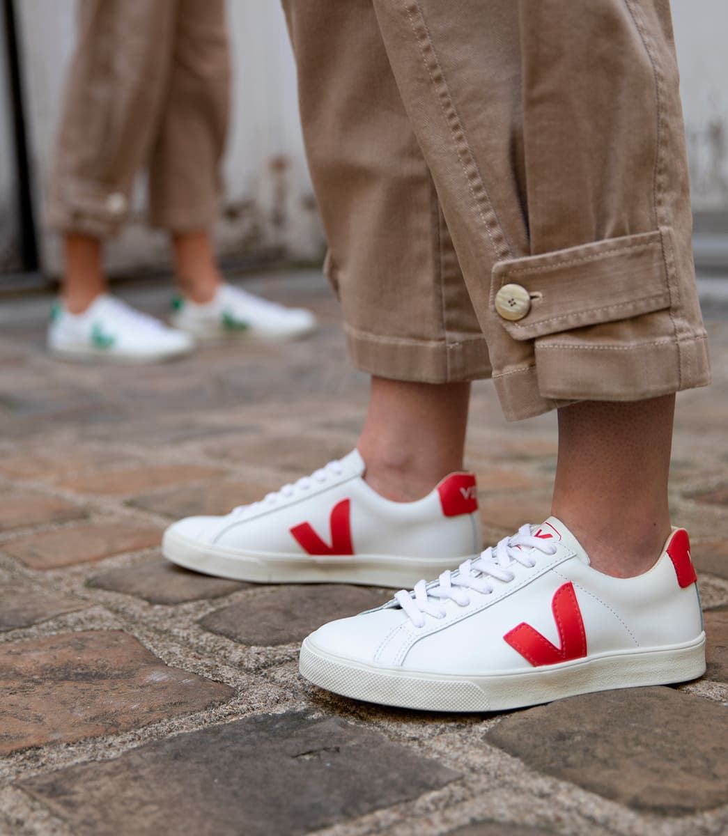 Veja Esplar Leather Men's Sneakers White Red | VJ87315J