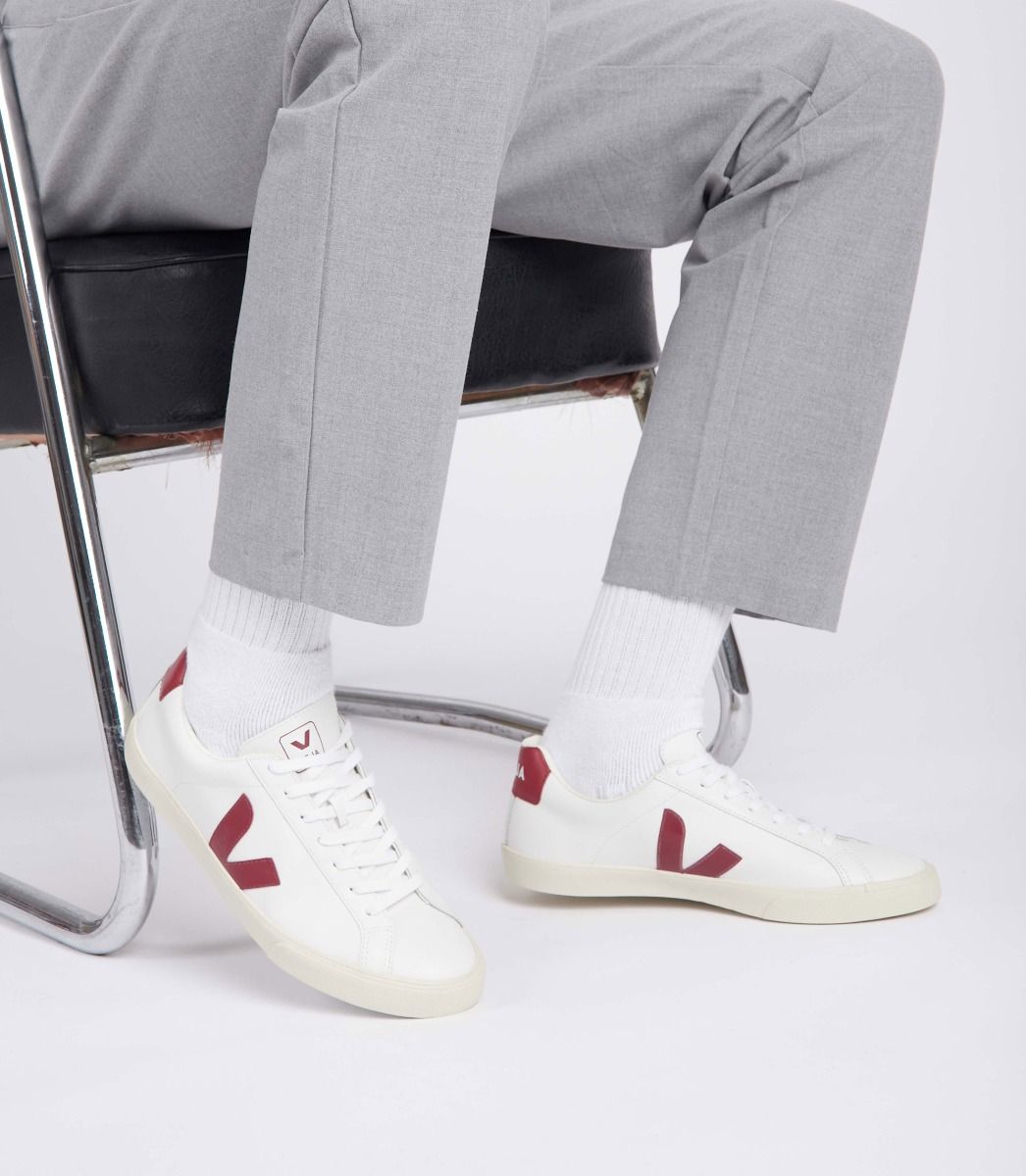 Veja Esplar Leather Women's Sneakers White Red | VJ81302T