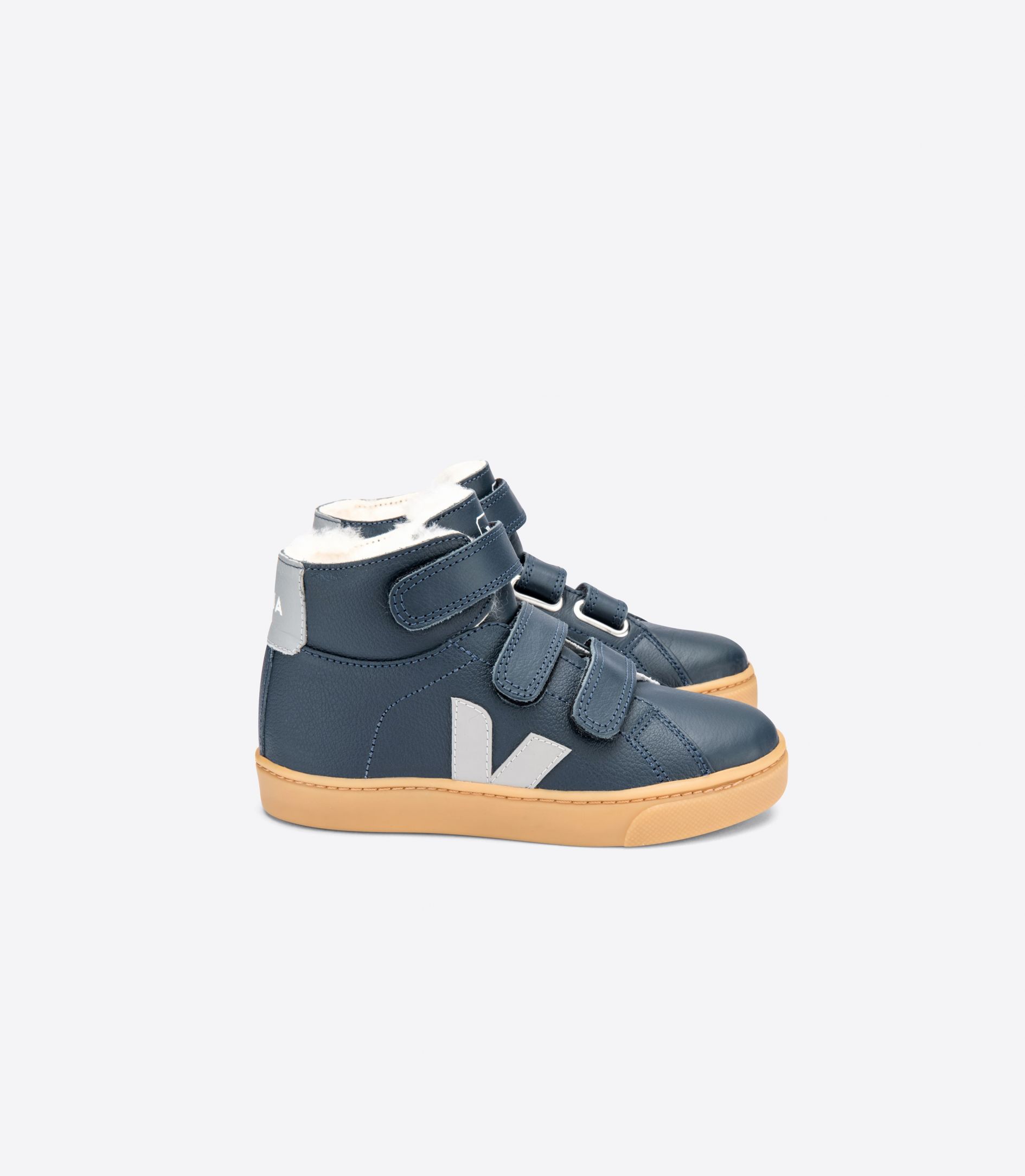 Veja Esplar Mid Fured Leather Kids\' Sneakers Navy Grey | VJ16978E