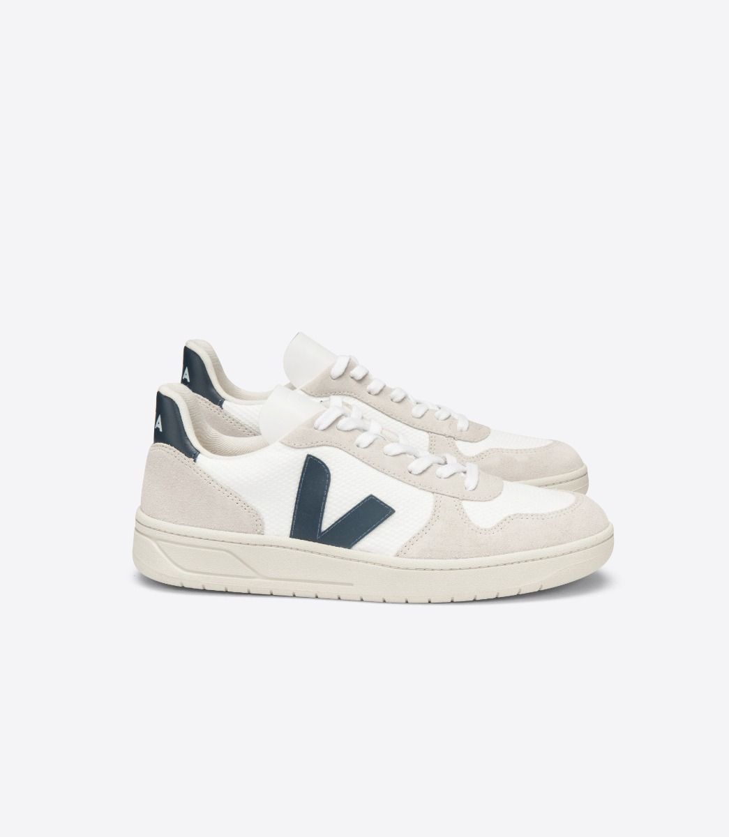 Veja V-10 B-Mesh Men\'s Sneakers White Navy | VJ63497K