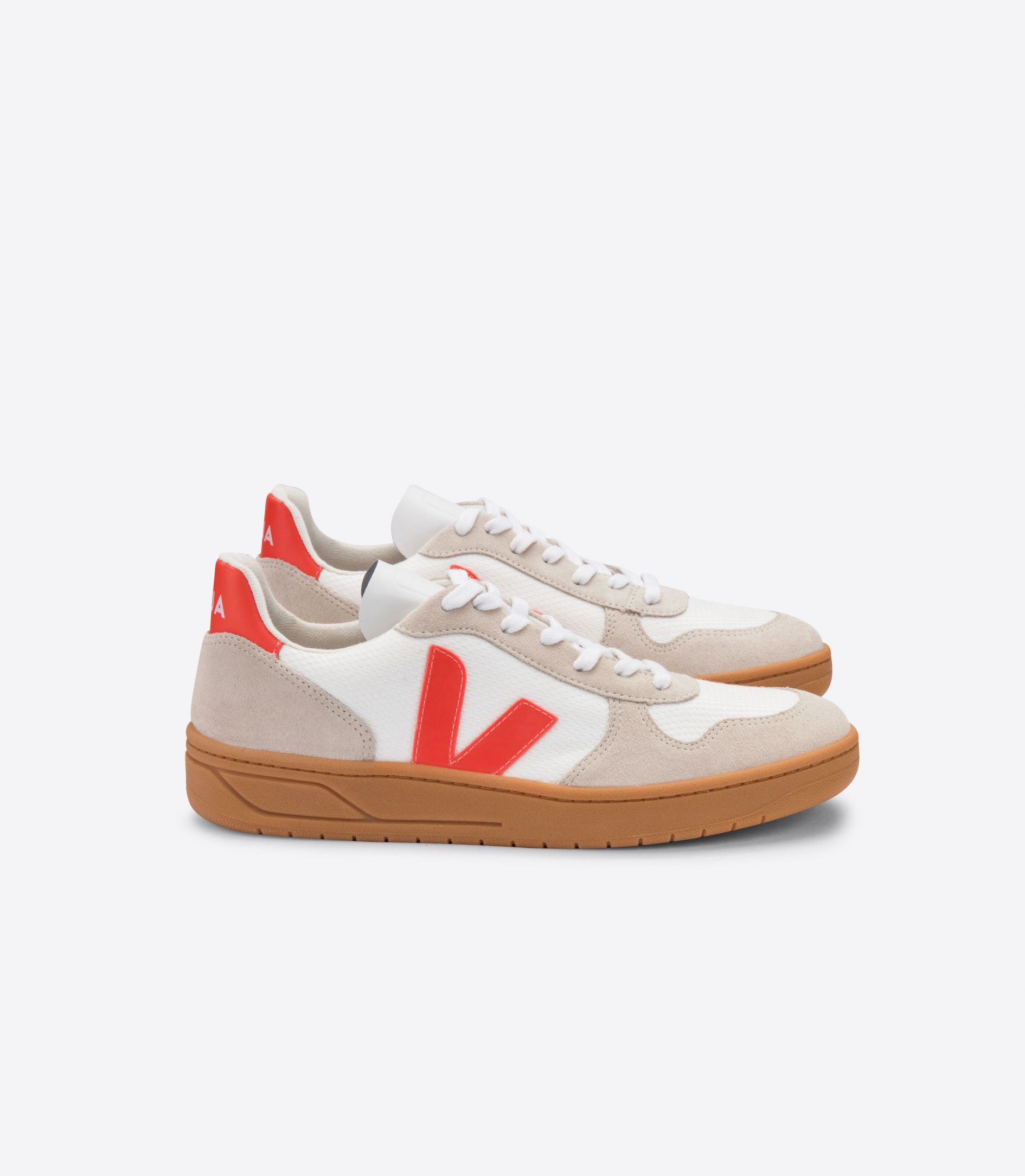 Veja V-10 B-Mesh Women\'s Sneakers White Orange Beige | VJ82476P