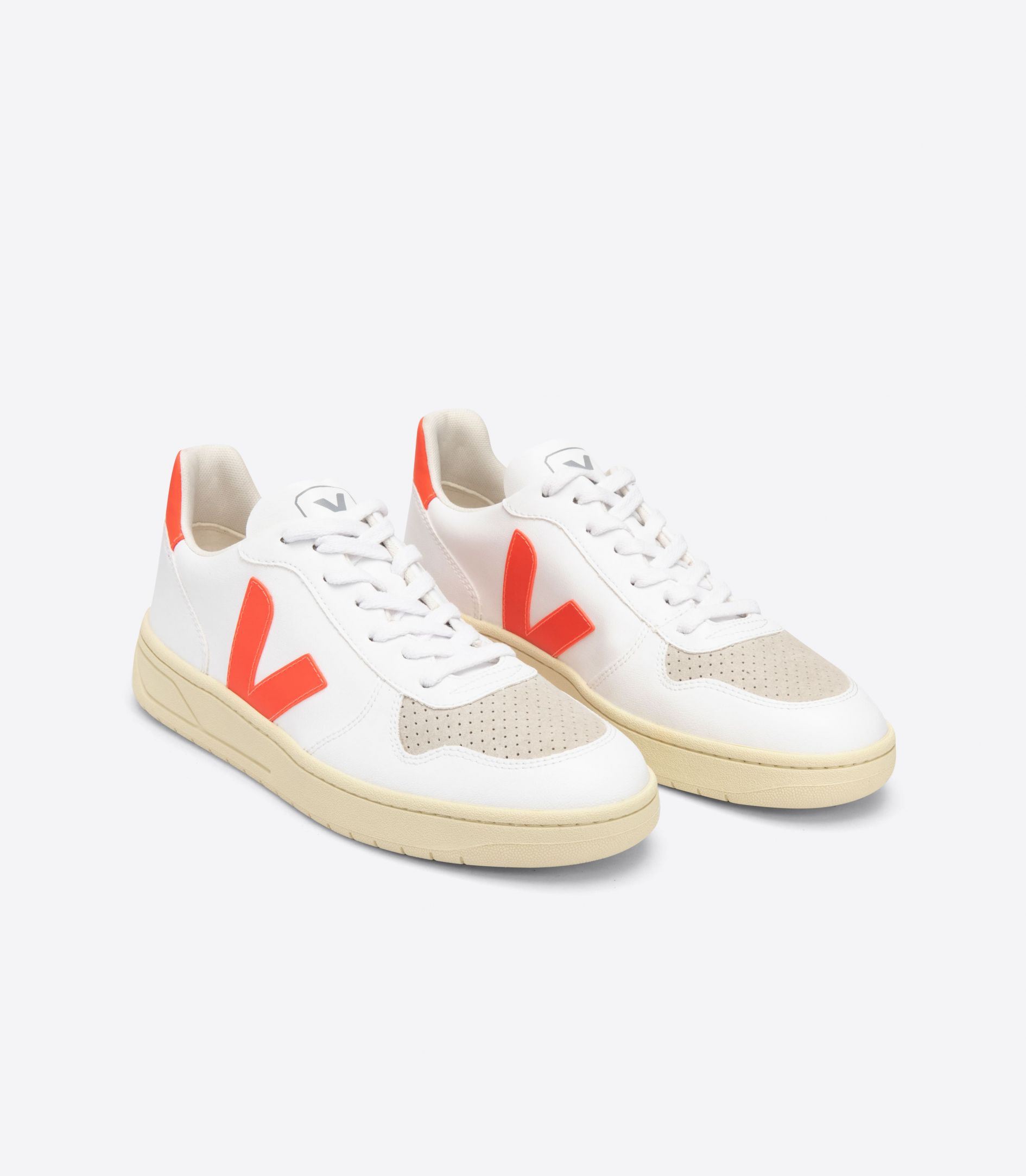 Veja V-10 Cwl Women's Sneakers White Orange | VJ23481R