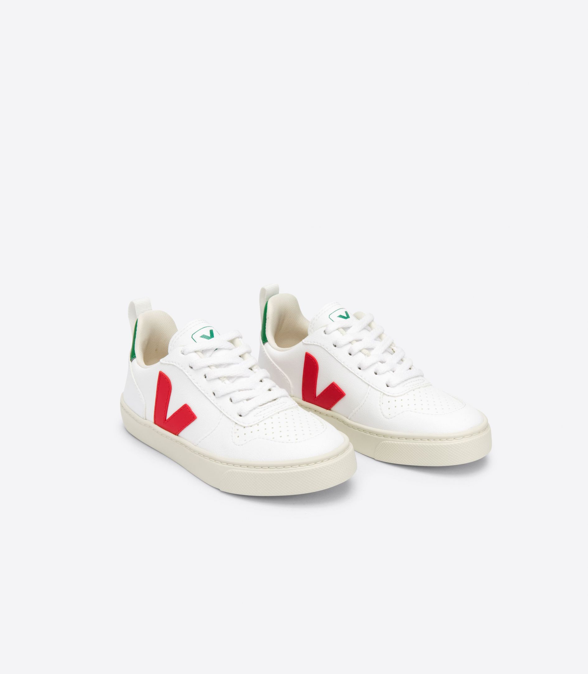 Veja V-10 Laces Cwl Kids' Sneakers White Red Green | VJ31095N