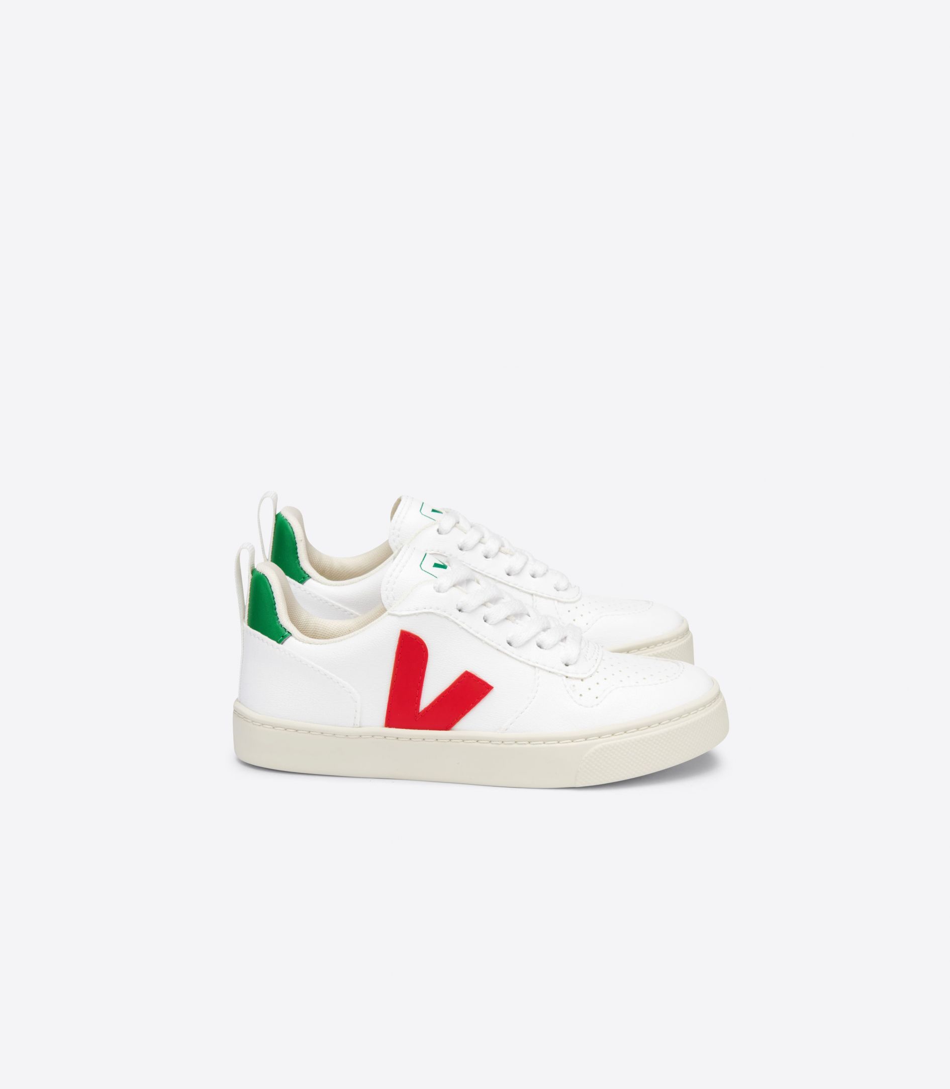 Veja V-10 Laces Cwl Kids\' Sneakers White Red Green | VJ31095N