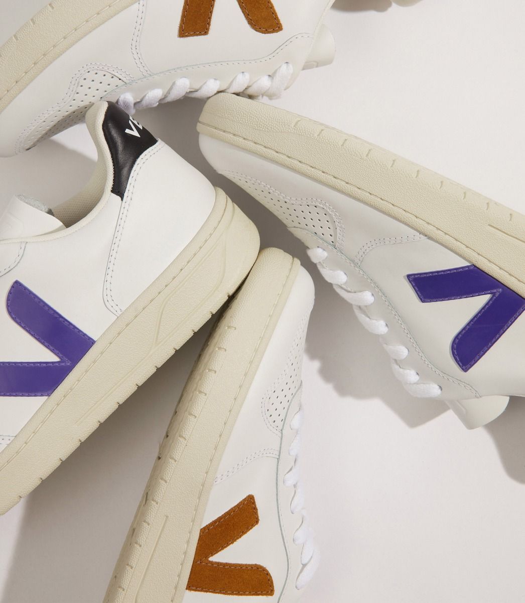 Veja V-10 Leather Men's Sneakers White Purple Black | VJ48309R