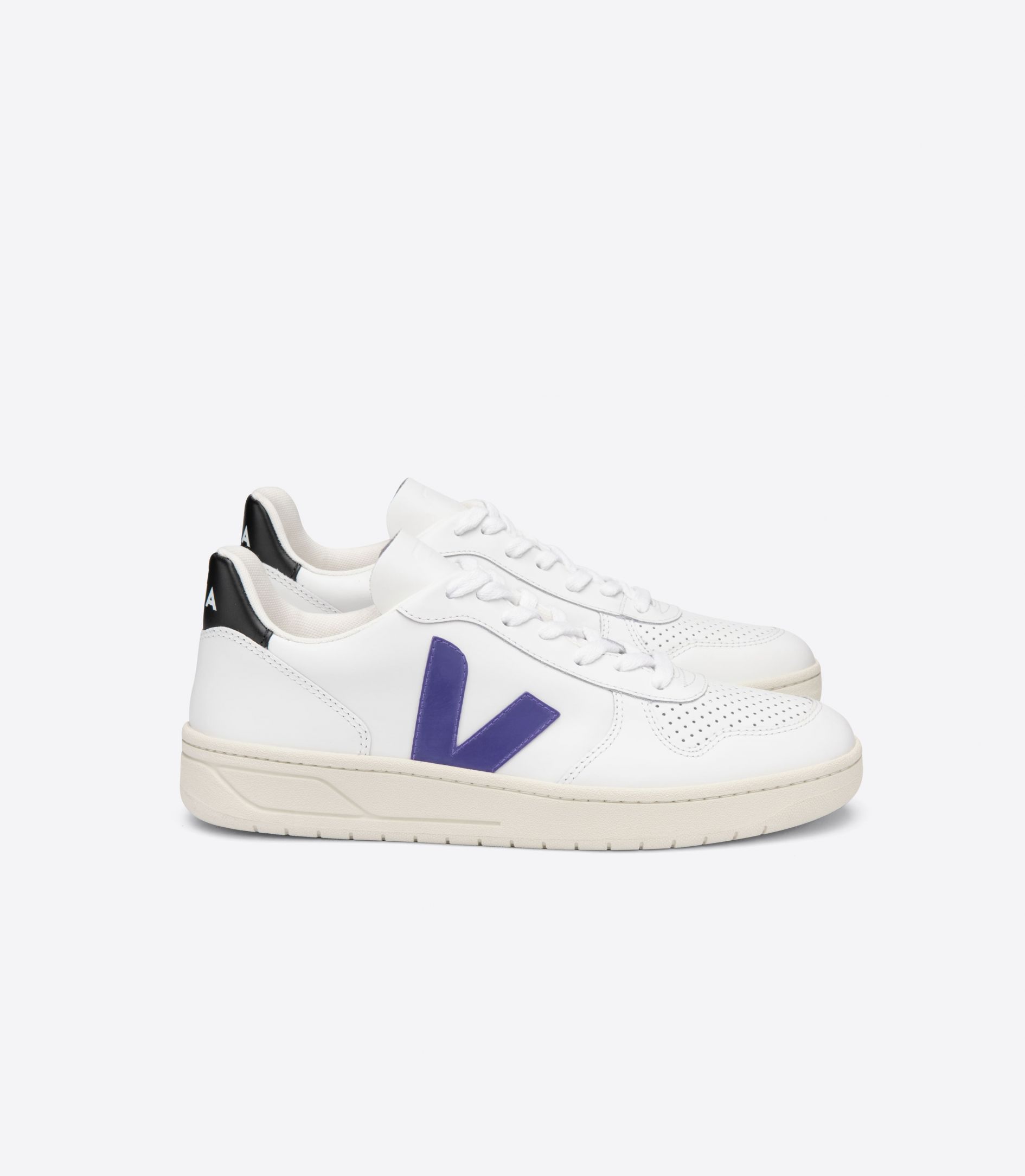 Veja V-10 Leather Men\'s Sneakers White Purple Black | VJ48309R