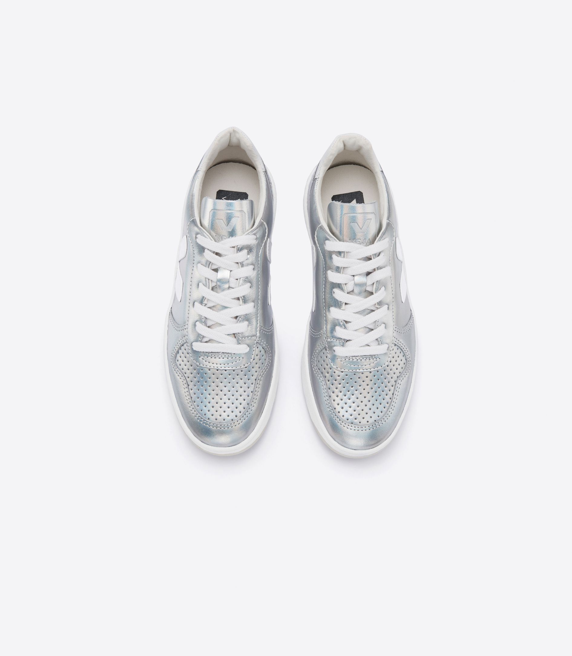 Veja V-10 Leather Women's Sneakers Silver White | VJ93524Y