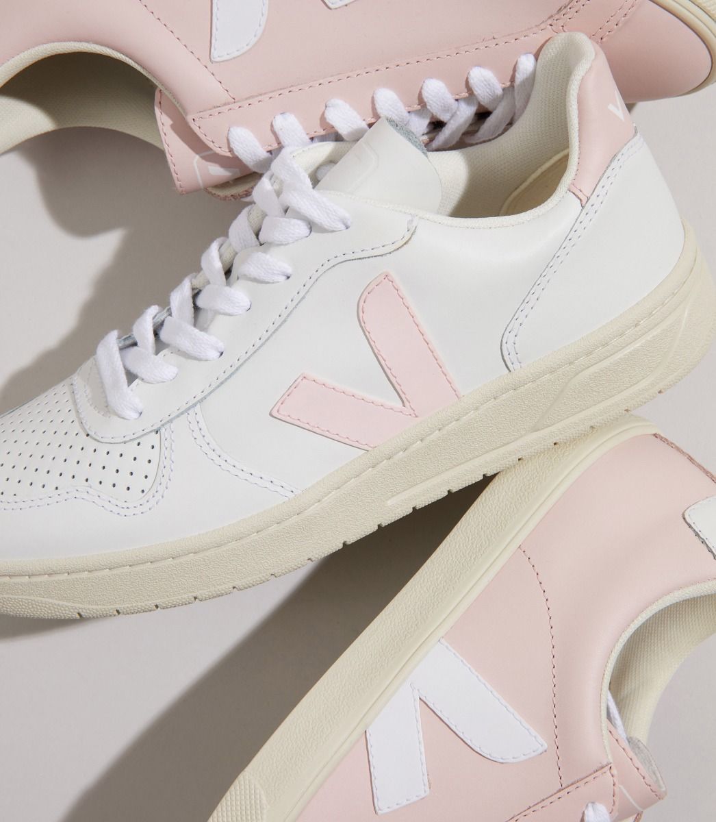 Veja V-10 Leather Women's Sneakers White Pink | VJ24817B