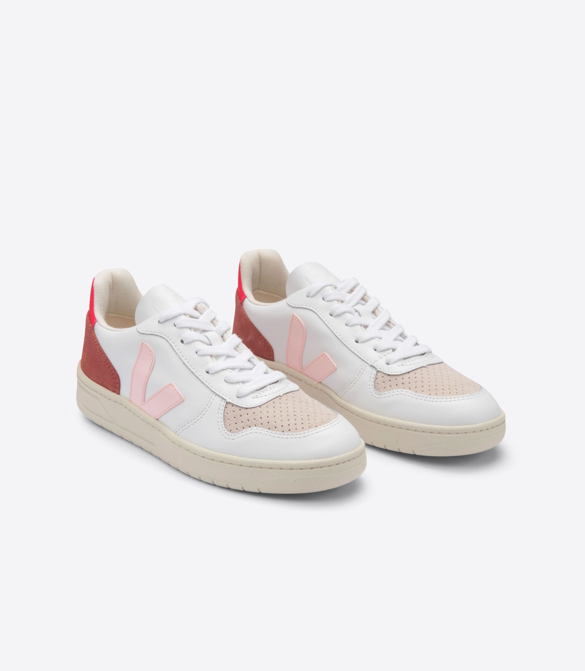 Veja V-10 Leather Women's Sneakers White Rose | VJ40683V