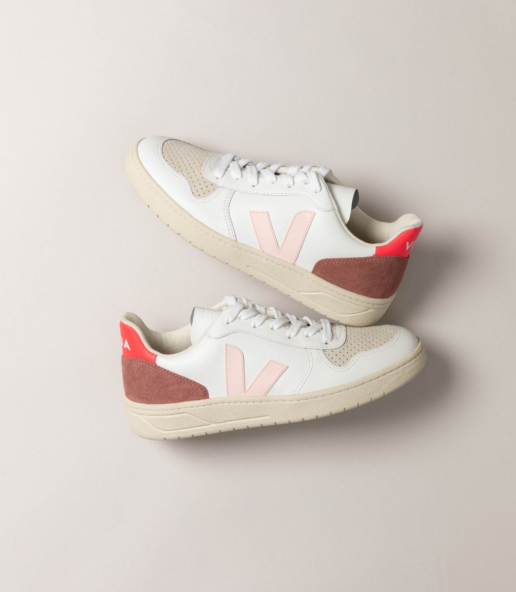 Veja V-10 Leather Women's Sneakers White Rose | VJ40683V