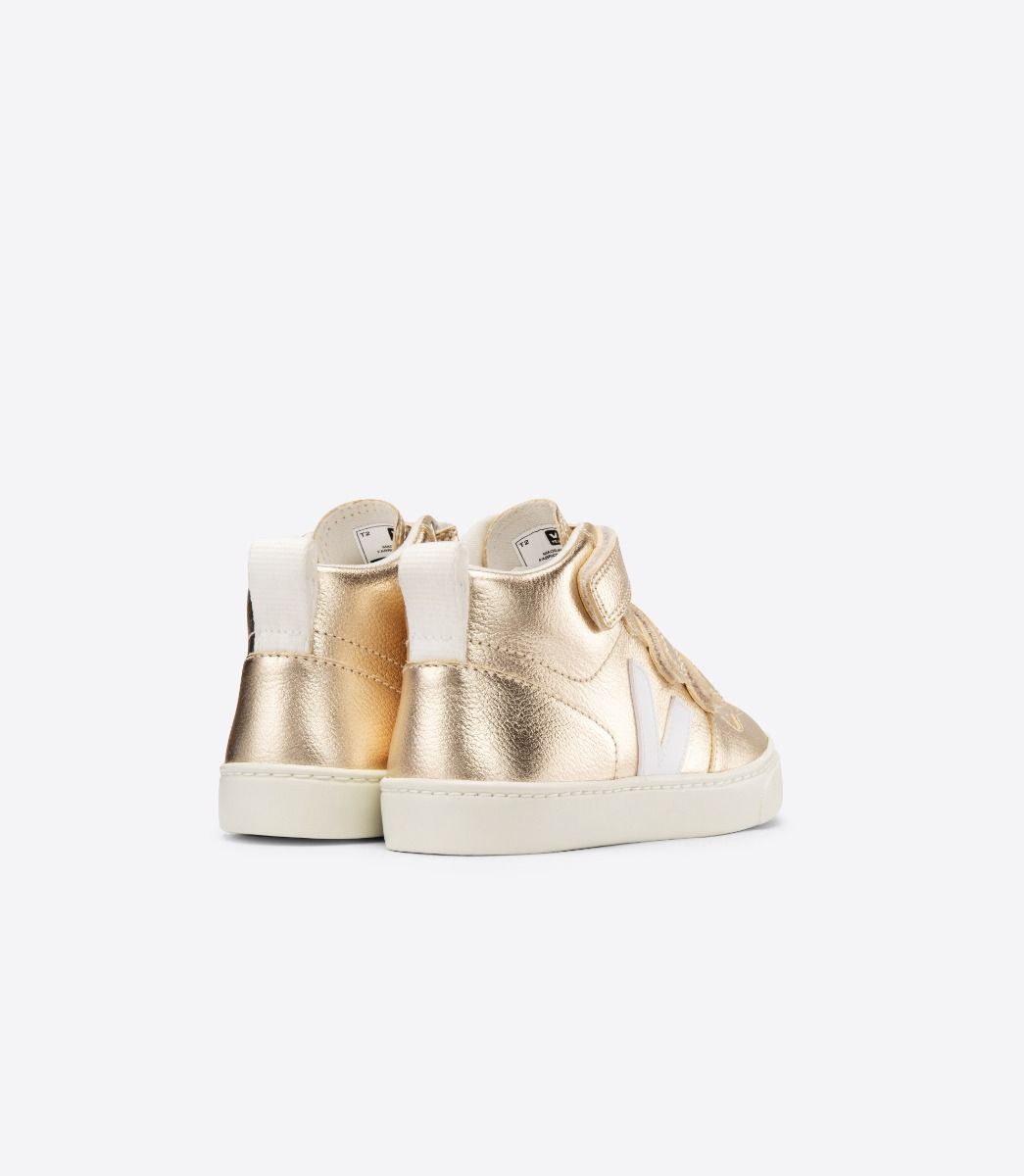 Veja V-10 Mid Chromefree Leather Kids' Sneakers Gold White | VJ62178V