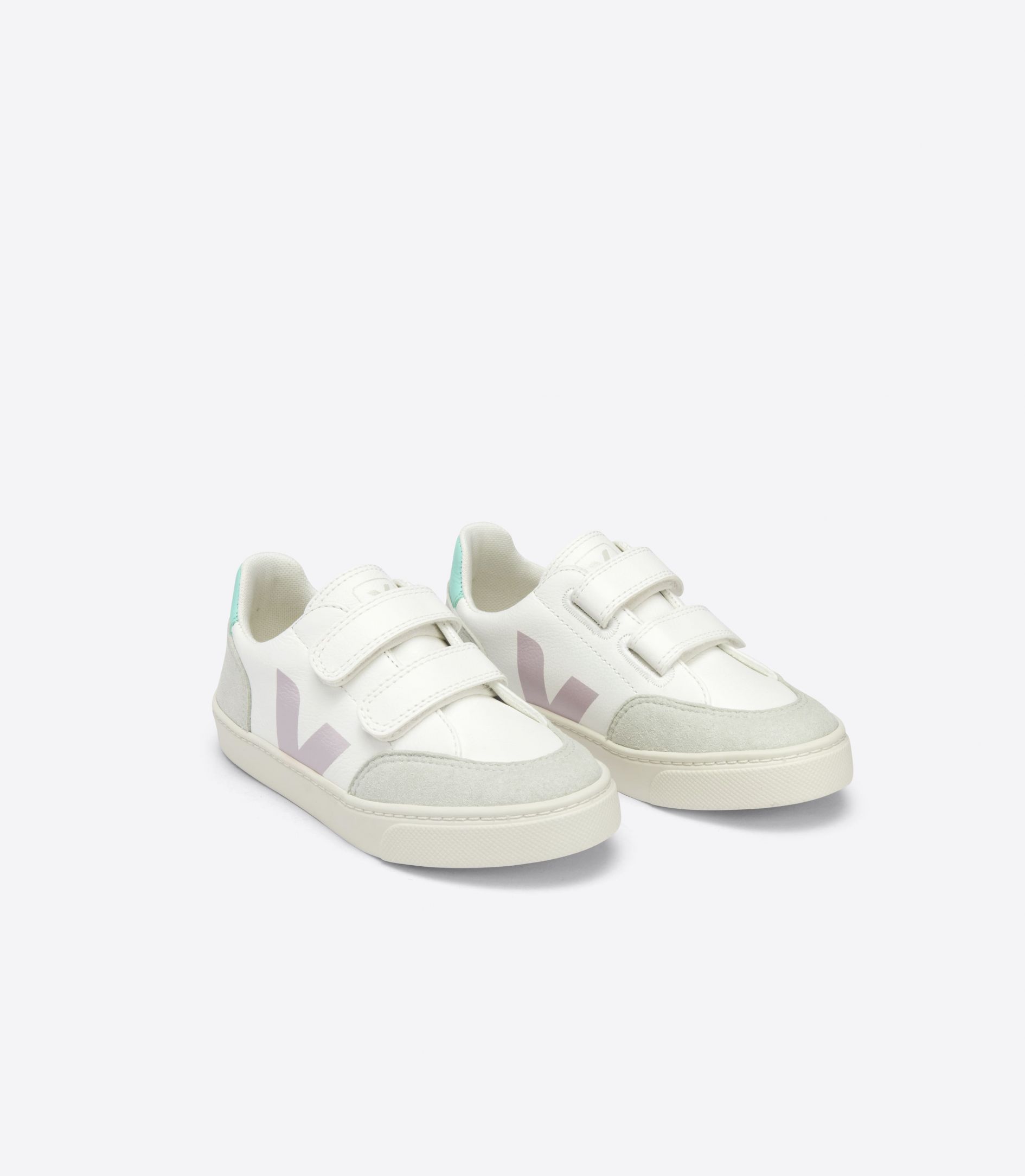 Veja V-12 Chromefree Kids' Sneakers White Pink Turquoise | VJ32850N