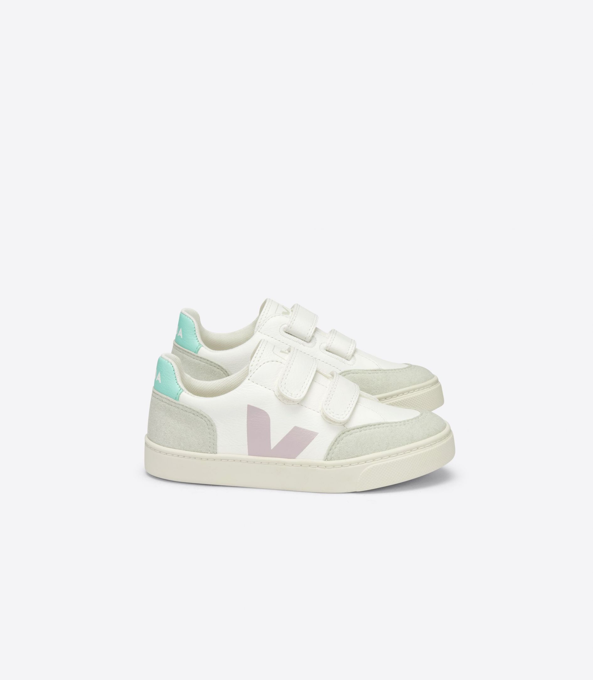 Veja V-12 Chromefree Kids\' Sneakers White Pink Turquoise | VJ32850N