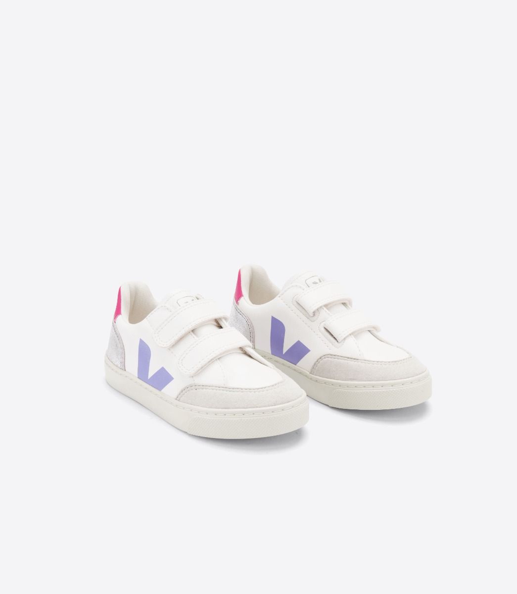 Veja V-12 Chromefree Leather Kids' Sneakers Multicolor Silver | VJ84732P