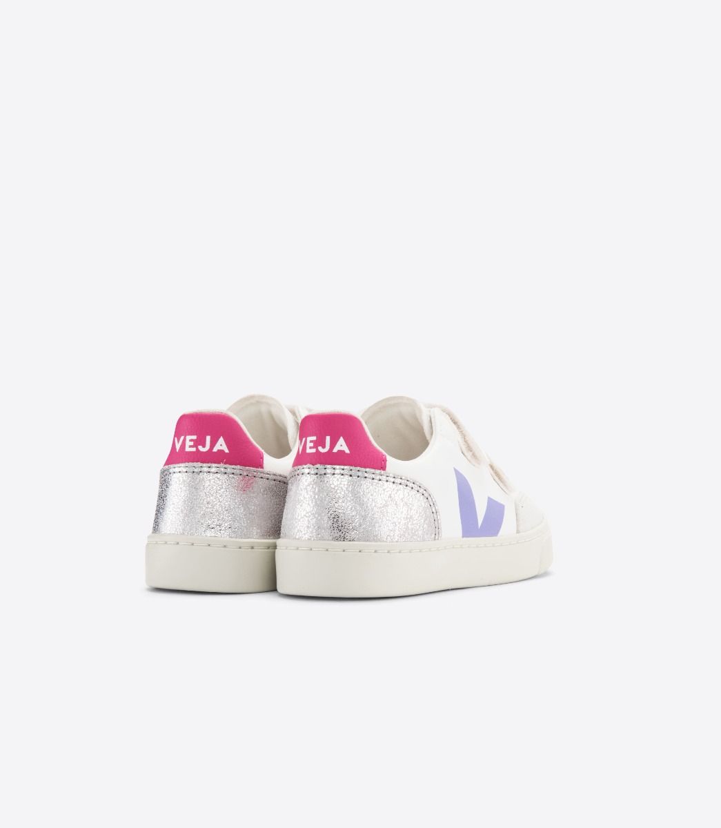 Veja V-12 Chromefree Leather Kids' Sneakers Multicolor Silver | VJ84732P