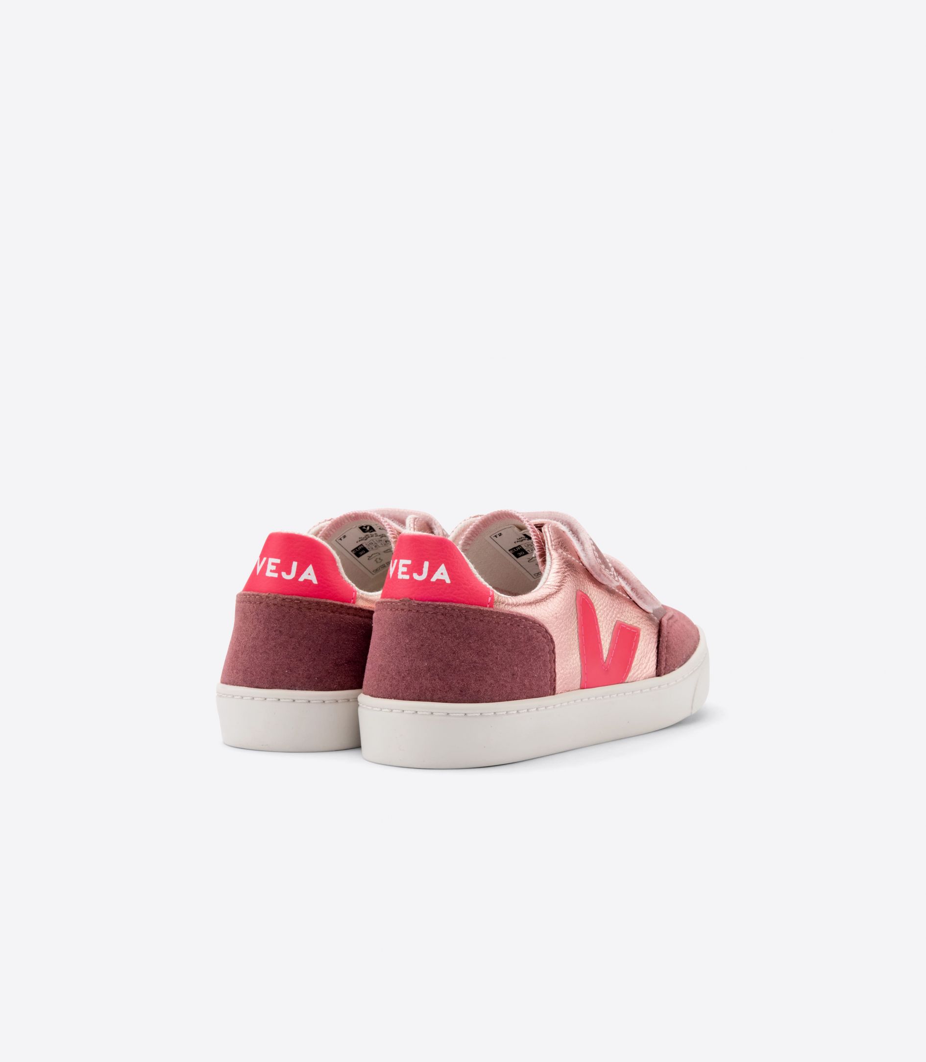 Veja V-12 Chromefree Leather Kids' Sneakers Rose | VJ95837L