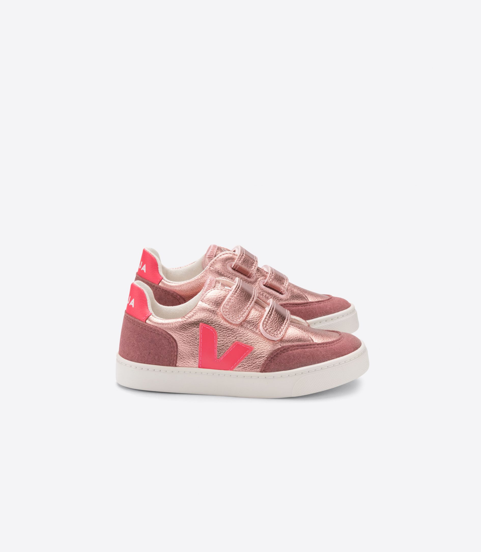 Veja V-12 Chromefree Leather Kids\' Sneakers Rose | VJ95837L