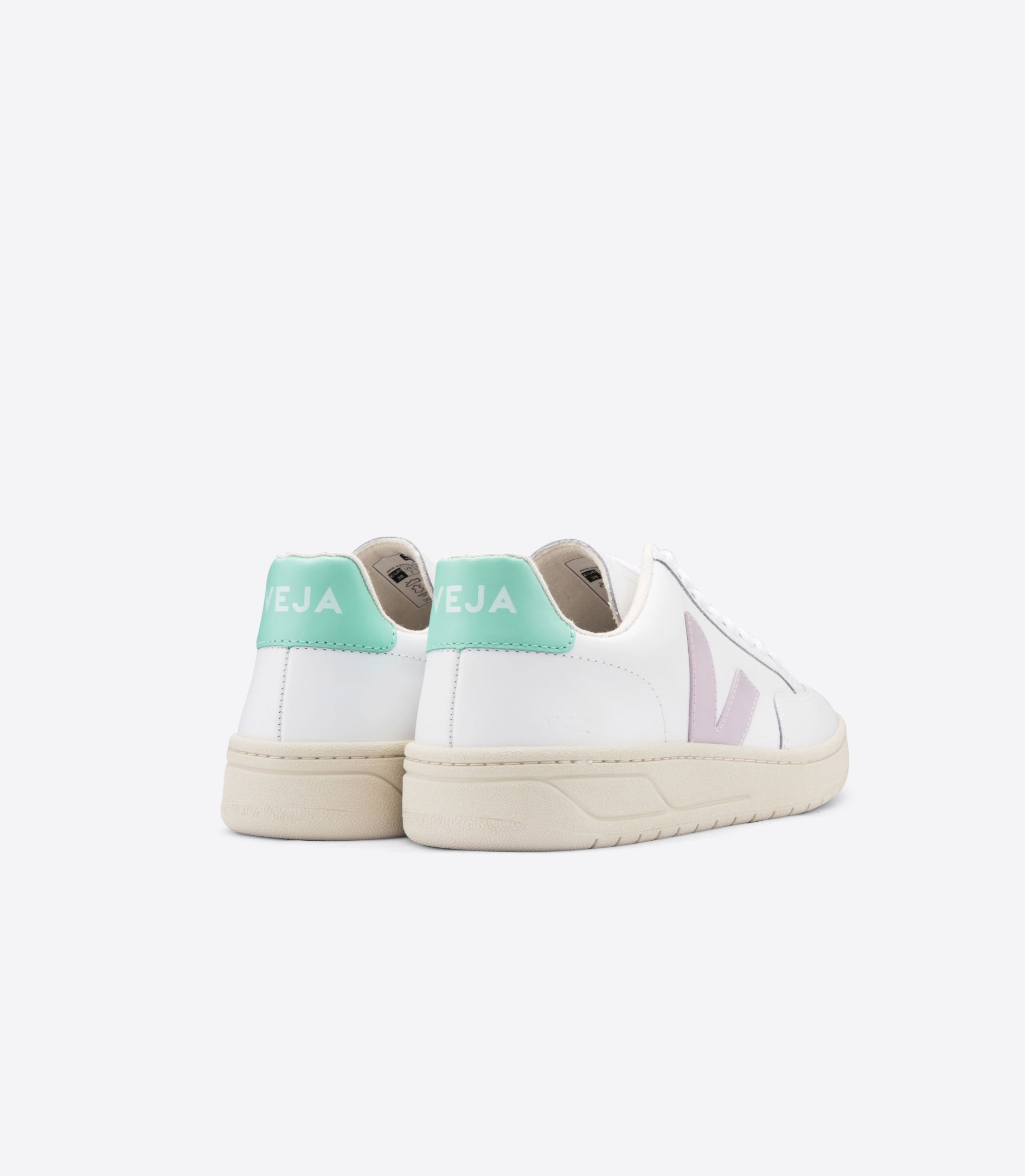 Veja V-12 Leather Men's Sneakers White Pink Turquoise | VJ46720Z