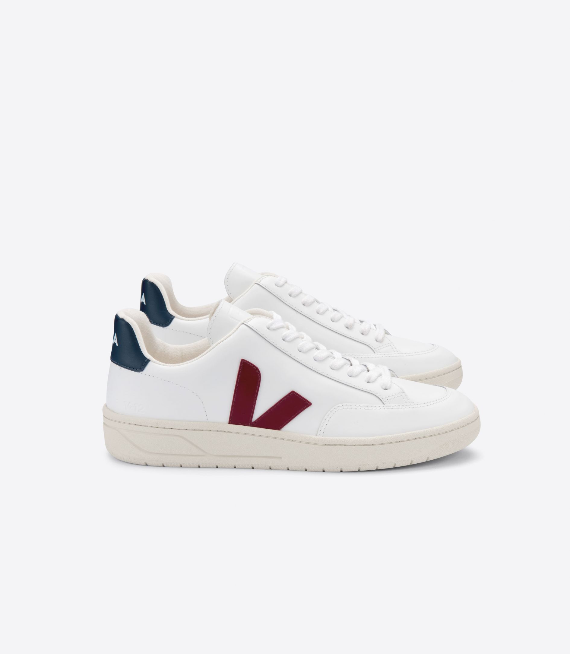 Veja V-12 Leather Men\'s Sneakers White Red | VJ31294T