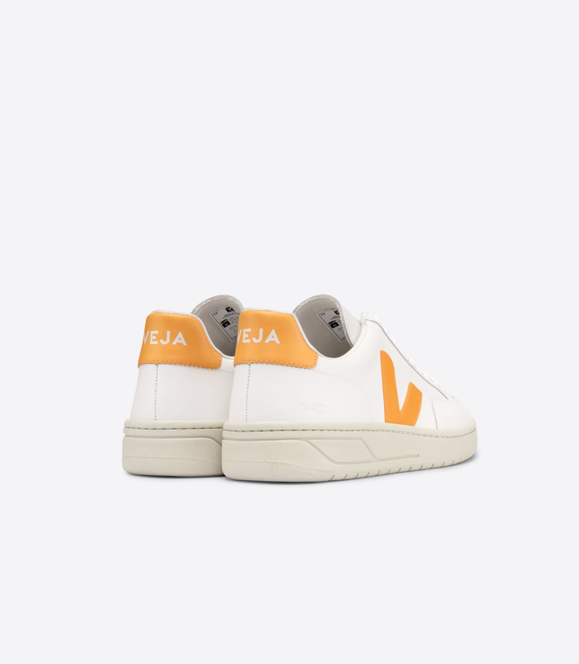 Veja V-12 Leather Men's Sneakers White Yellow | VJ81354P