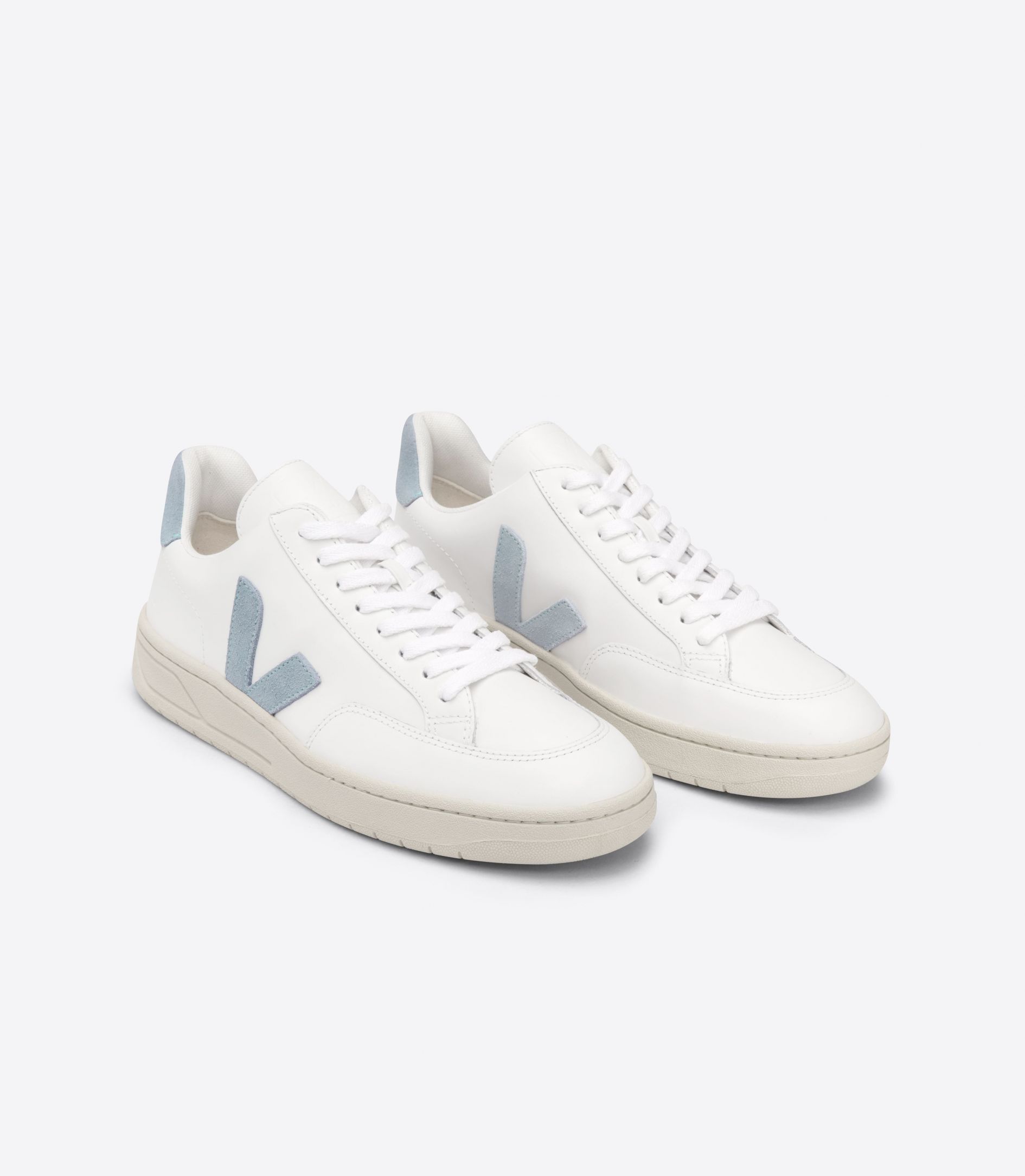 Veja V-12 Leather Women's Sneakers White Grey | VJ08375R