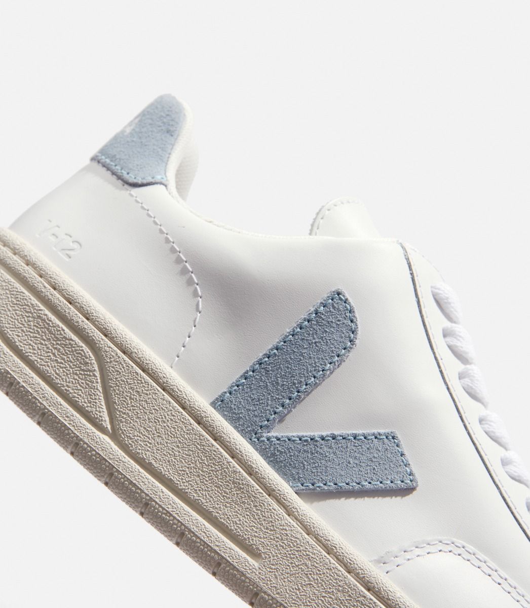 Veja V-12 Leather Women's Sneakers White Grey | VJ08375R