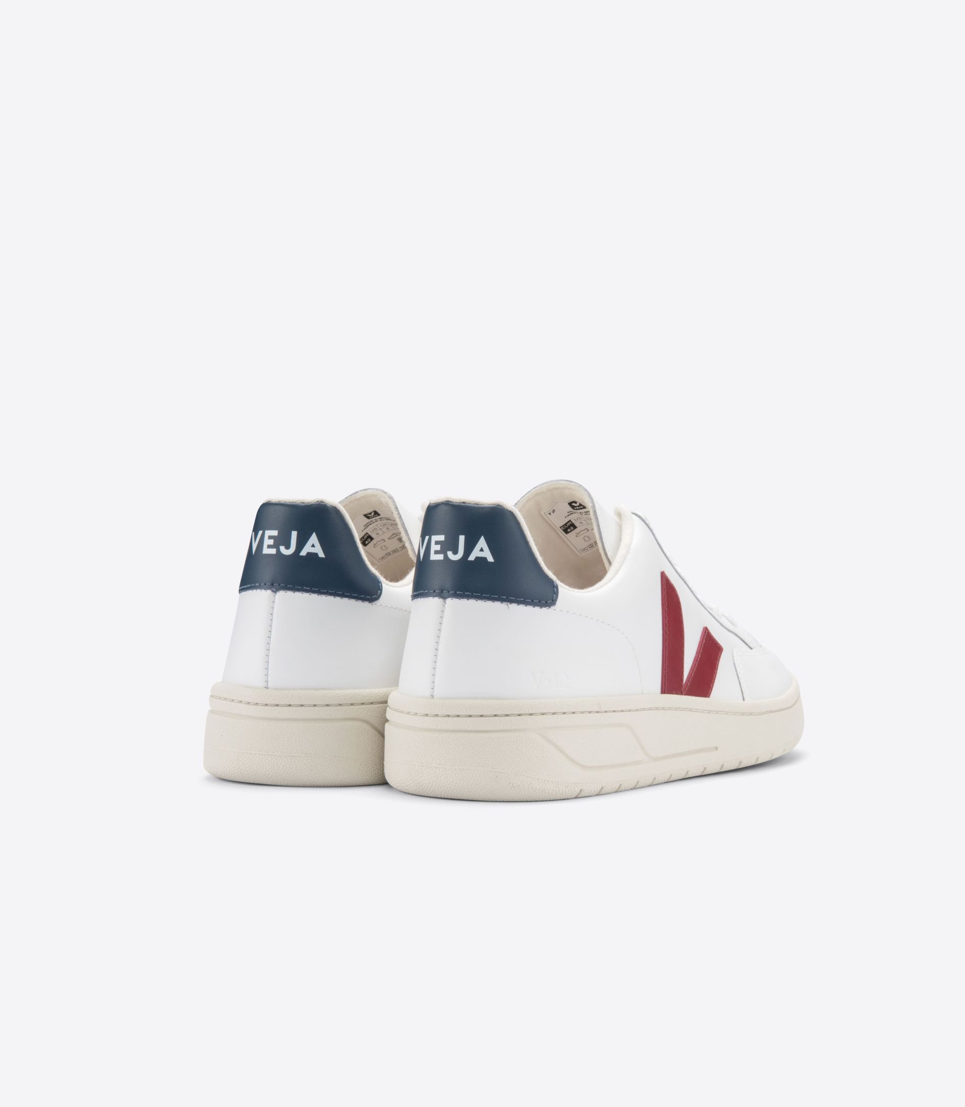 Veja V-12 Leather Women's Sneakers White Red | VJ31952W