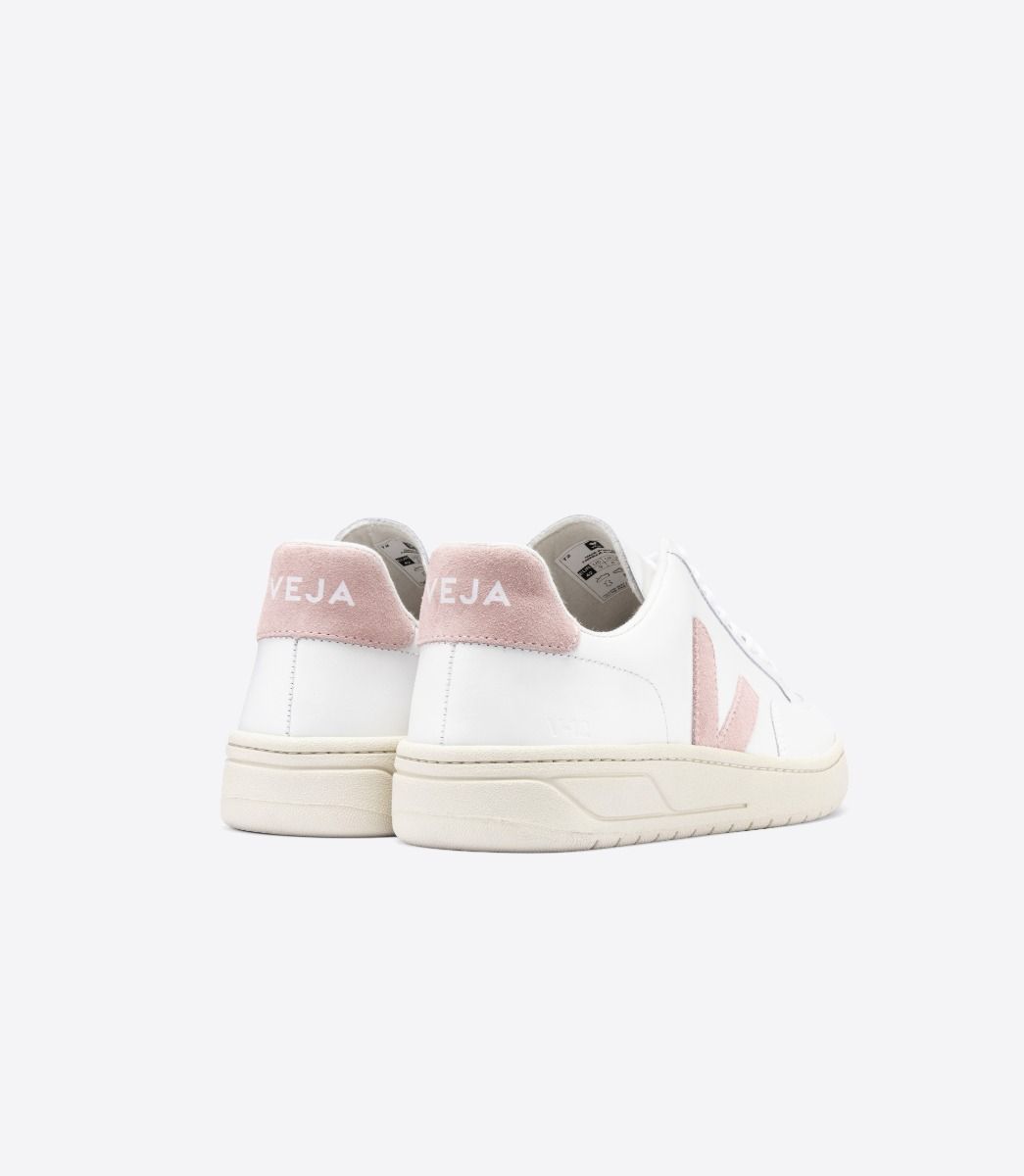 Veja V-12 Leather Women's Sneakers White Pink | VJ51620D