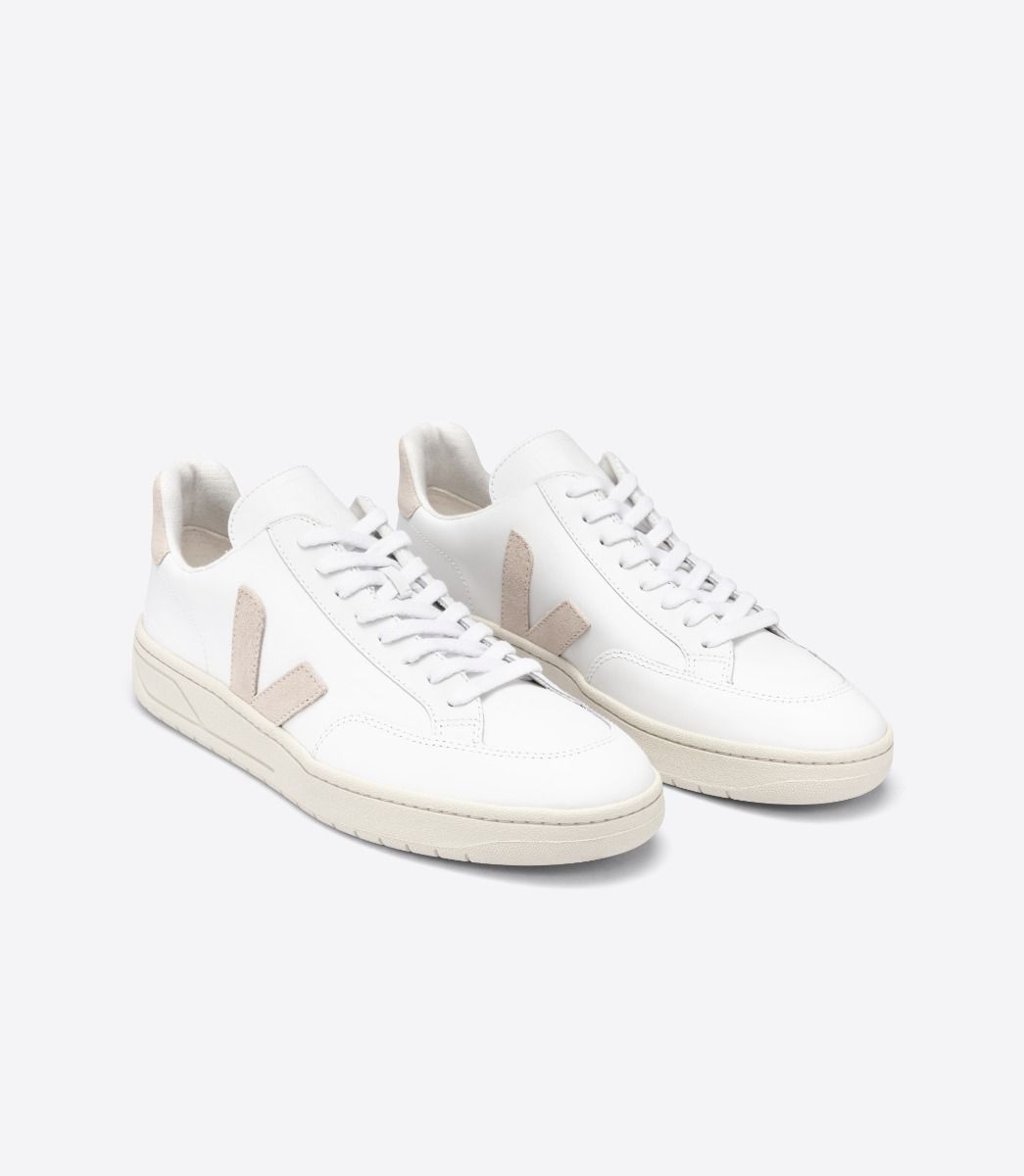 Veja V-12 Leather Women's Sneakers White Beige | VJ79021C