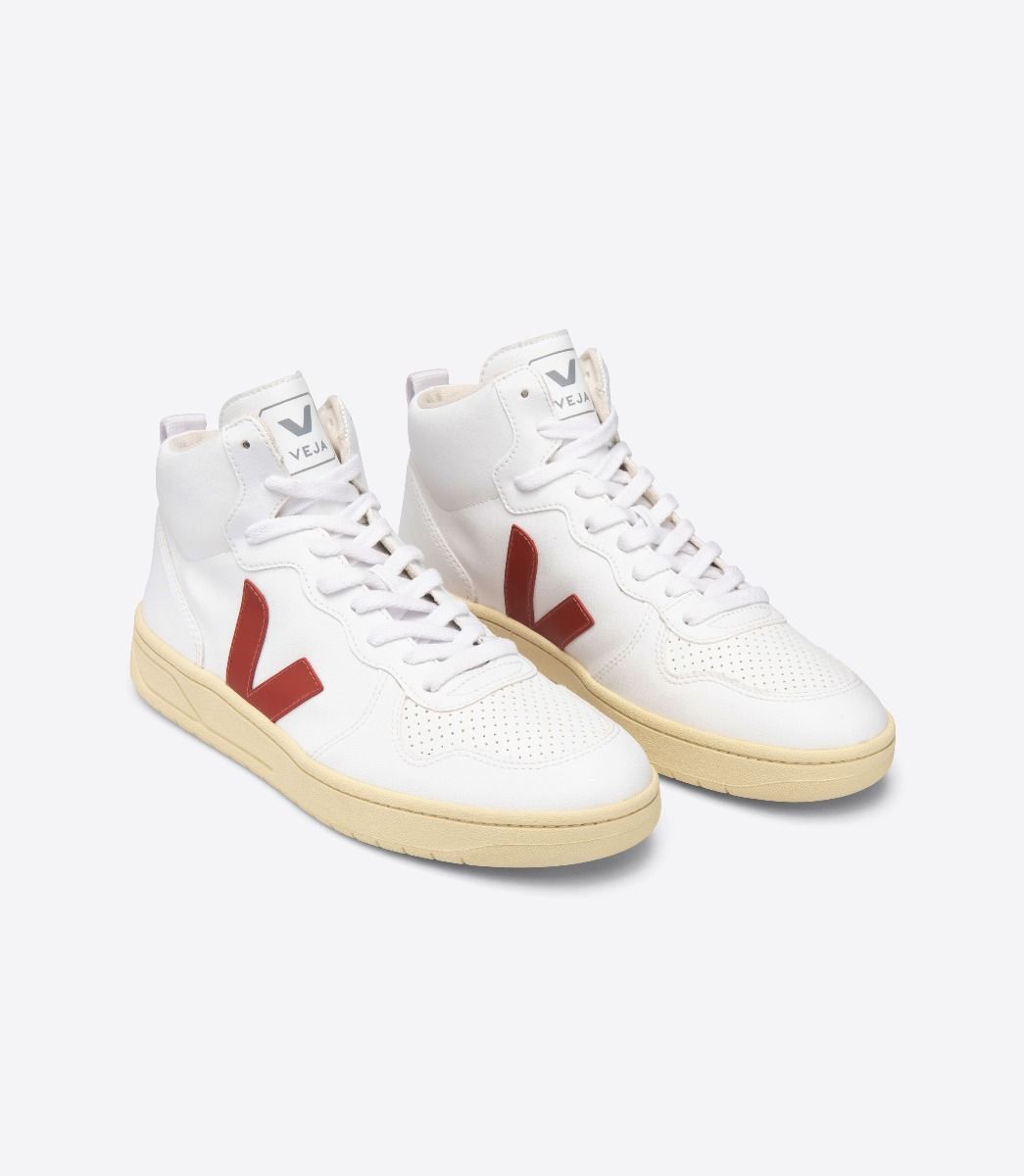 Veja V-15 Cwl Vegan Men's Sneakers White Red | VJ01285D