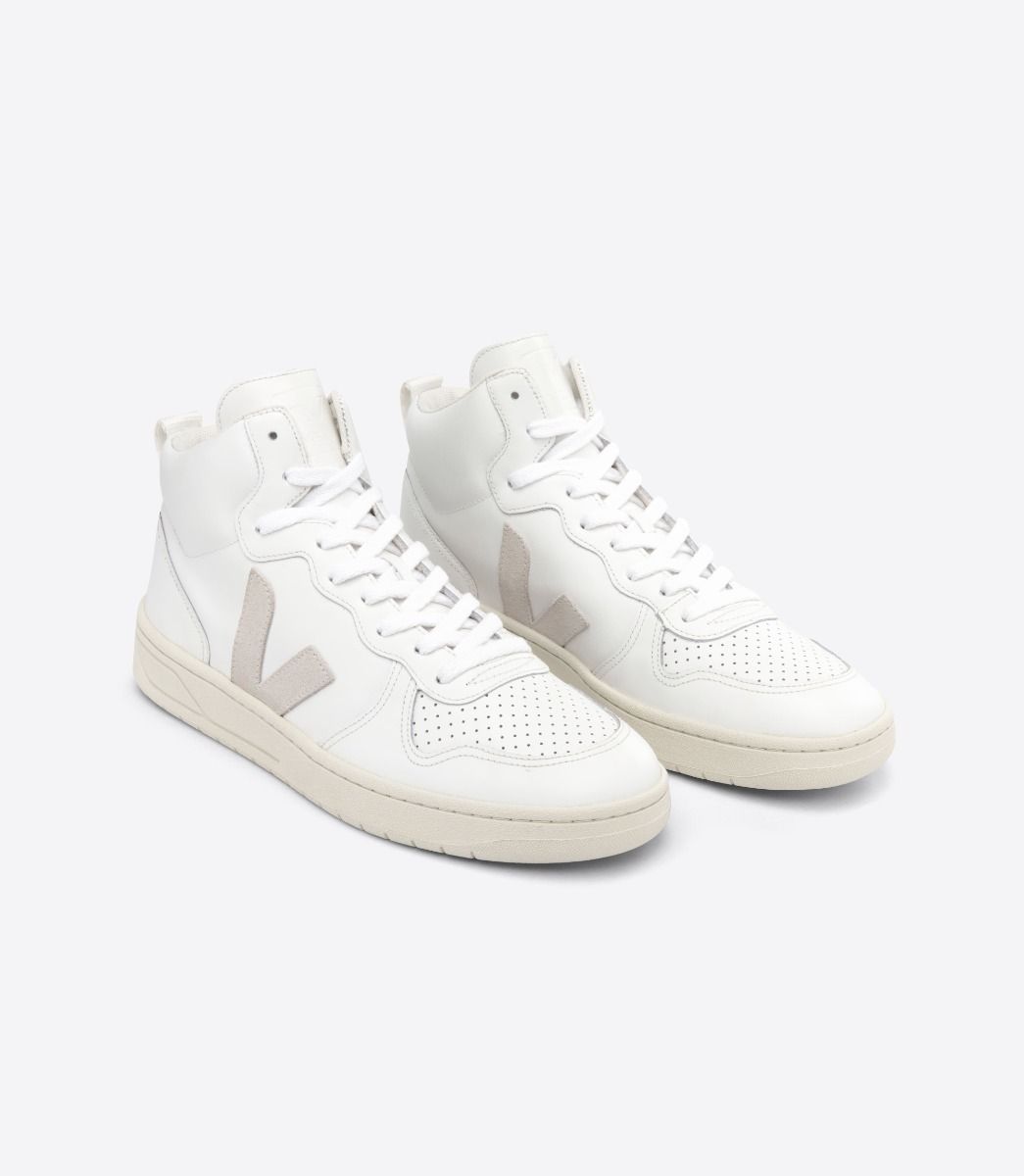 Veja V-15 Leather Men's Sneakers White | VJ53126W