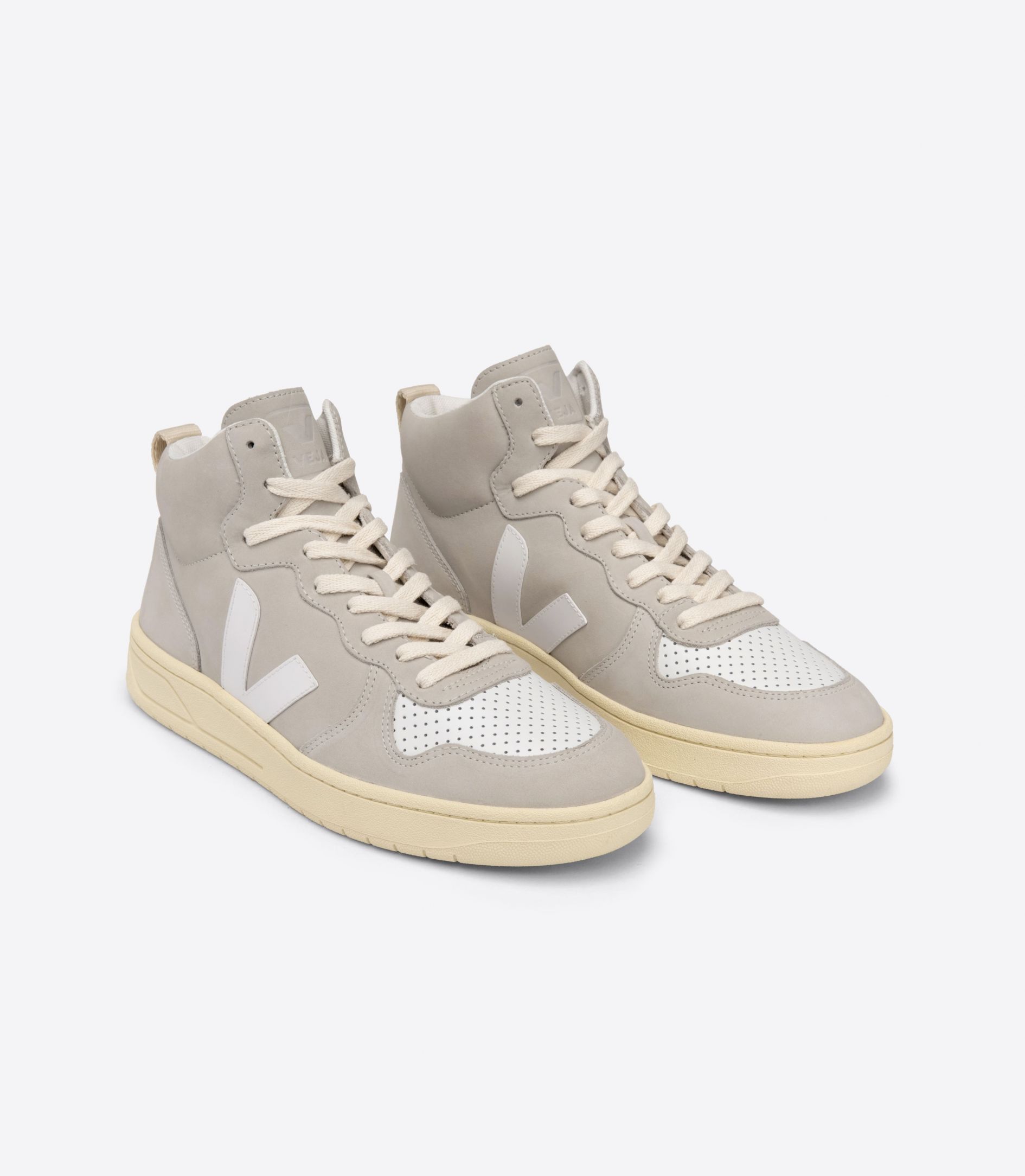 Veja V-15 Nubuck Men's Sneakers Grey White | VJ07645A