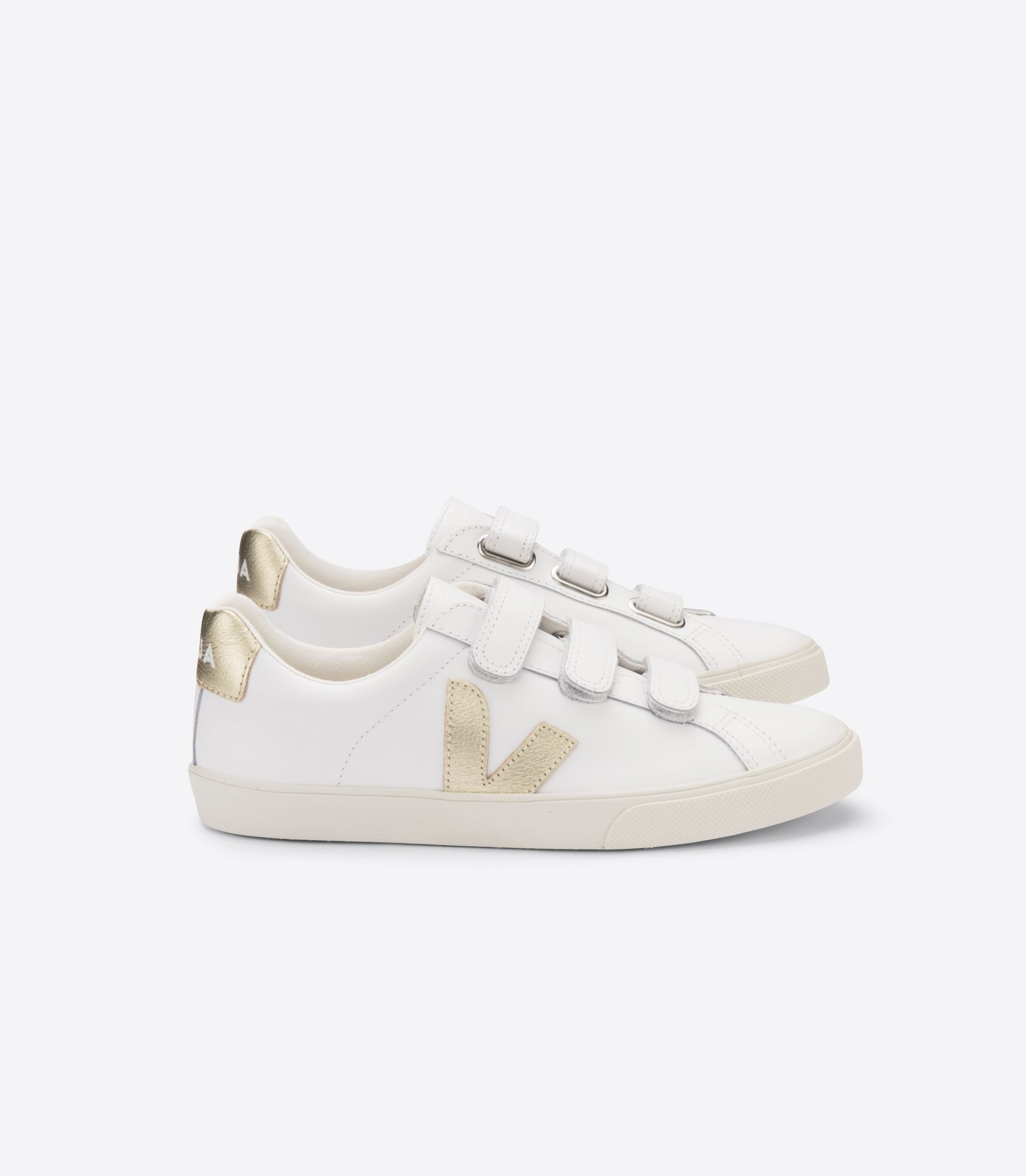 Veja 3-Lock Leather Men's Sneakers White Gold | VJ47961Z