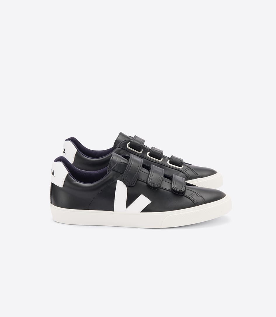 Veja 3-Lock Leather Women's Sneakers Black White | VJ06351G