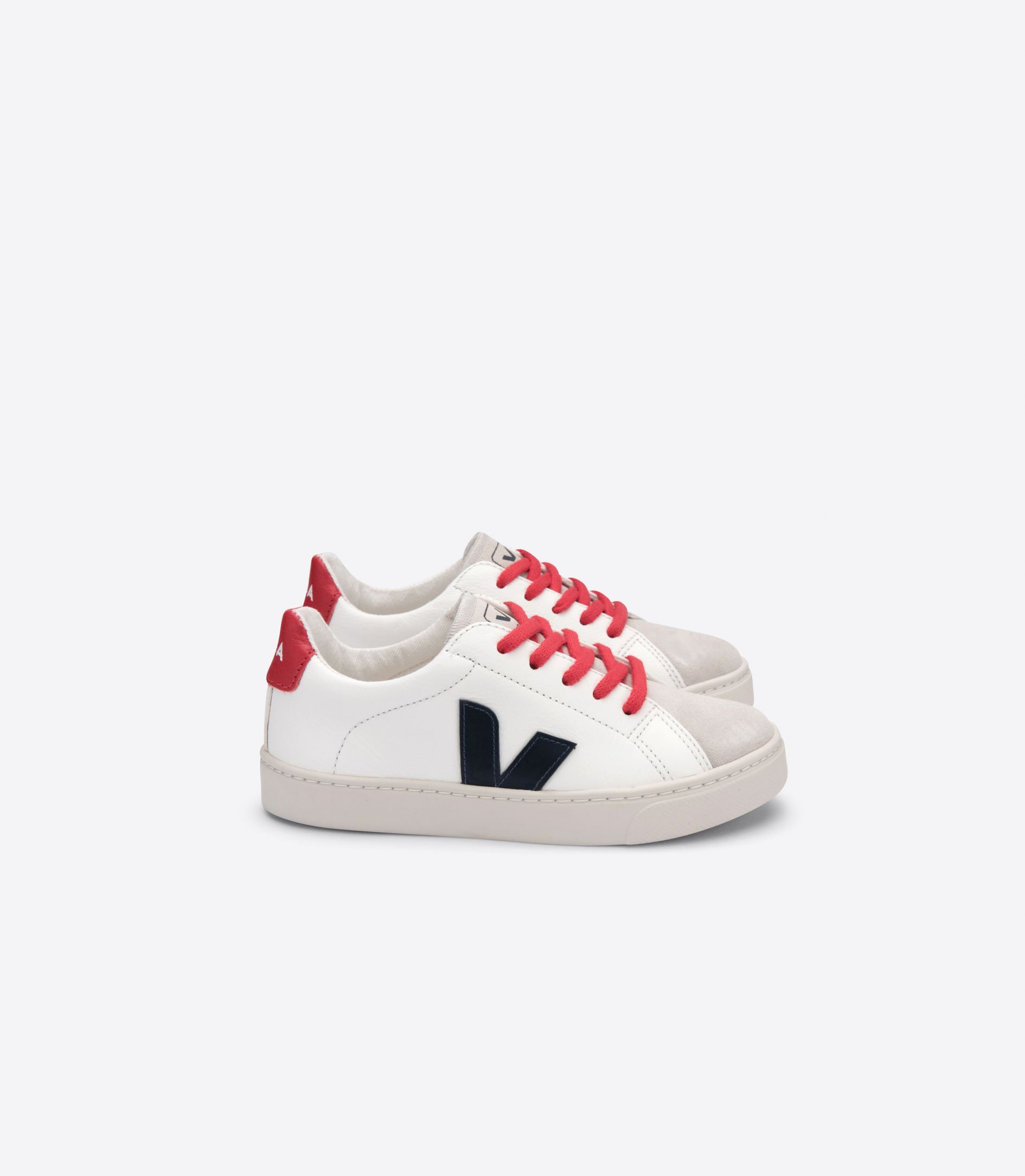 Veja Esplar Lace Chromefree Kids' Sneakers White Navy Red | VJ35748H