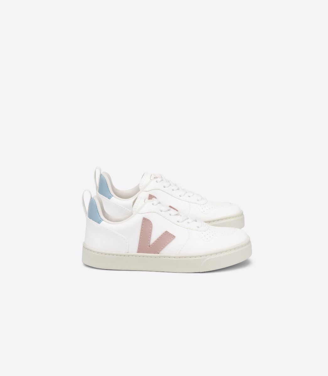 Veja V-10 Laces Cwl Kids' Sneakers White Blue | VJ09253H