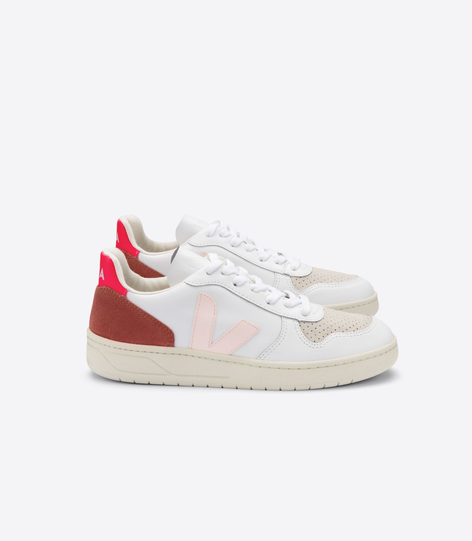 Veja V-10 Leather Women's Sneakers White Rose | VJ40683V