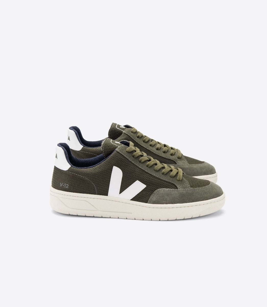 Veja V-12 B-Mesh Women's Sneakers Olive White | VJ87136X